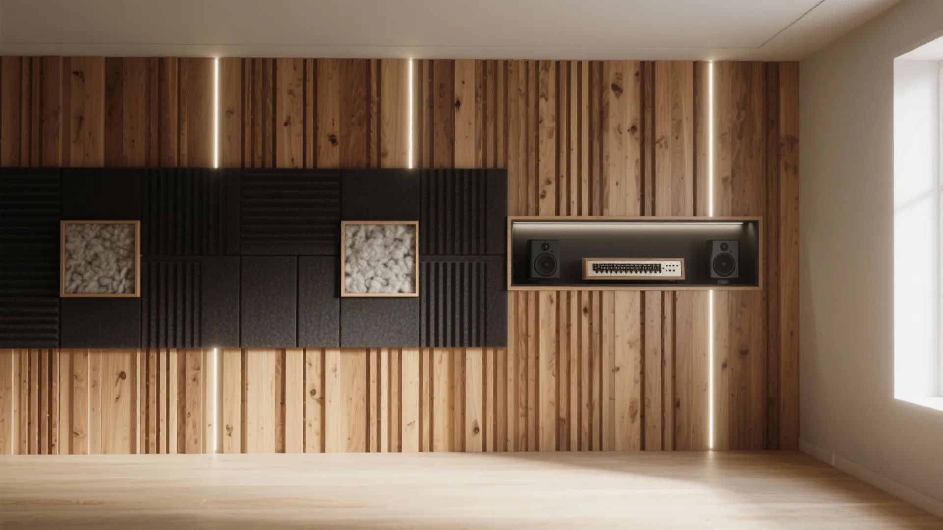 Warm Wood Slats, Diffusers, and Discreet Lighting