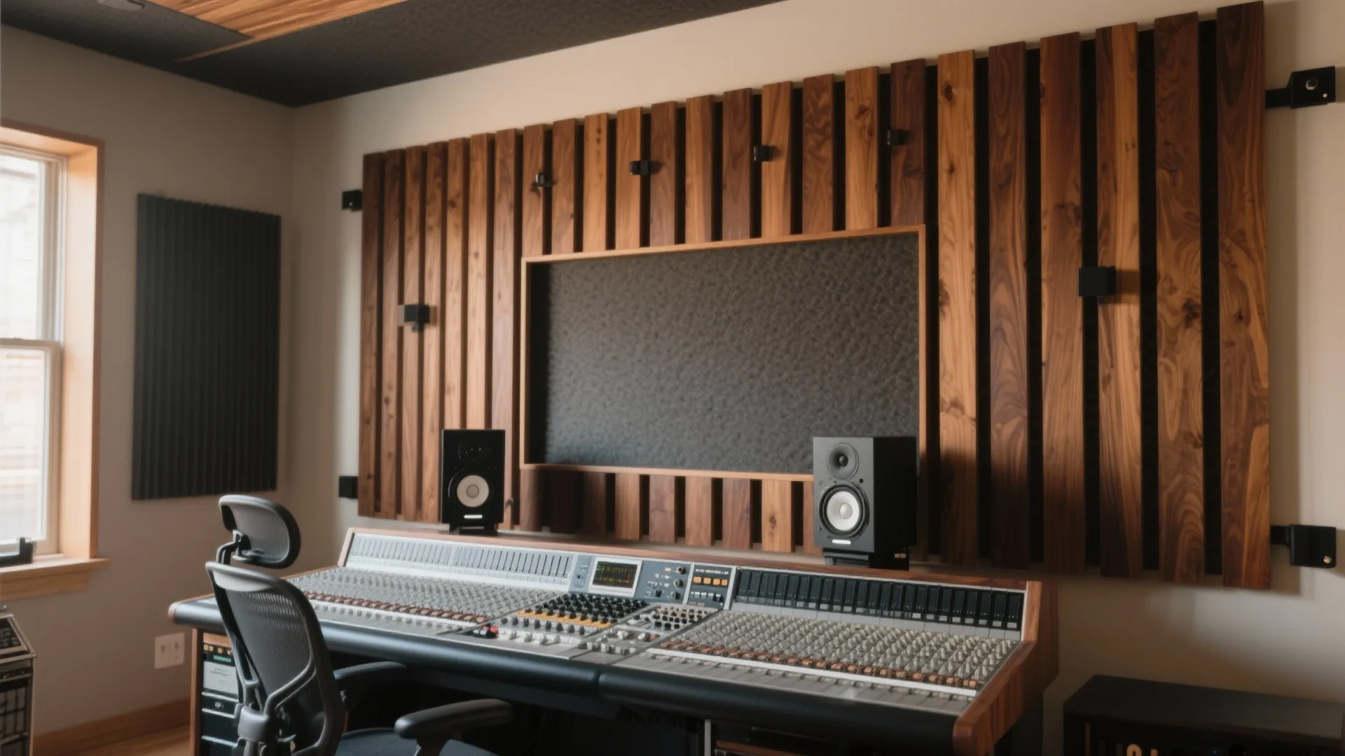 Warm wood slat rhythm wall