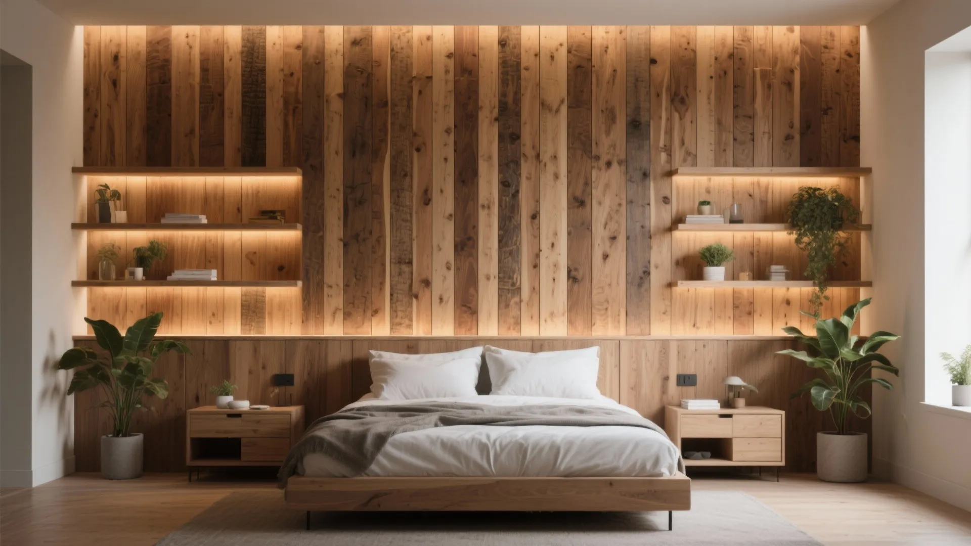 4. Reclaimed wood or slatted timber