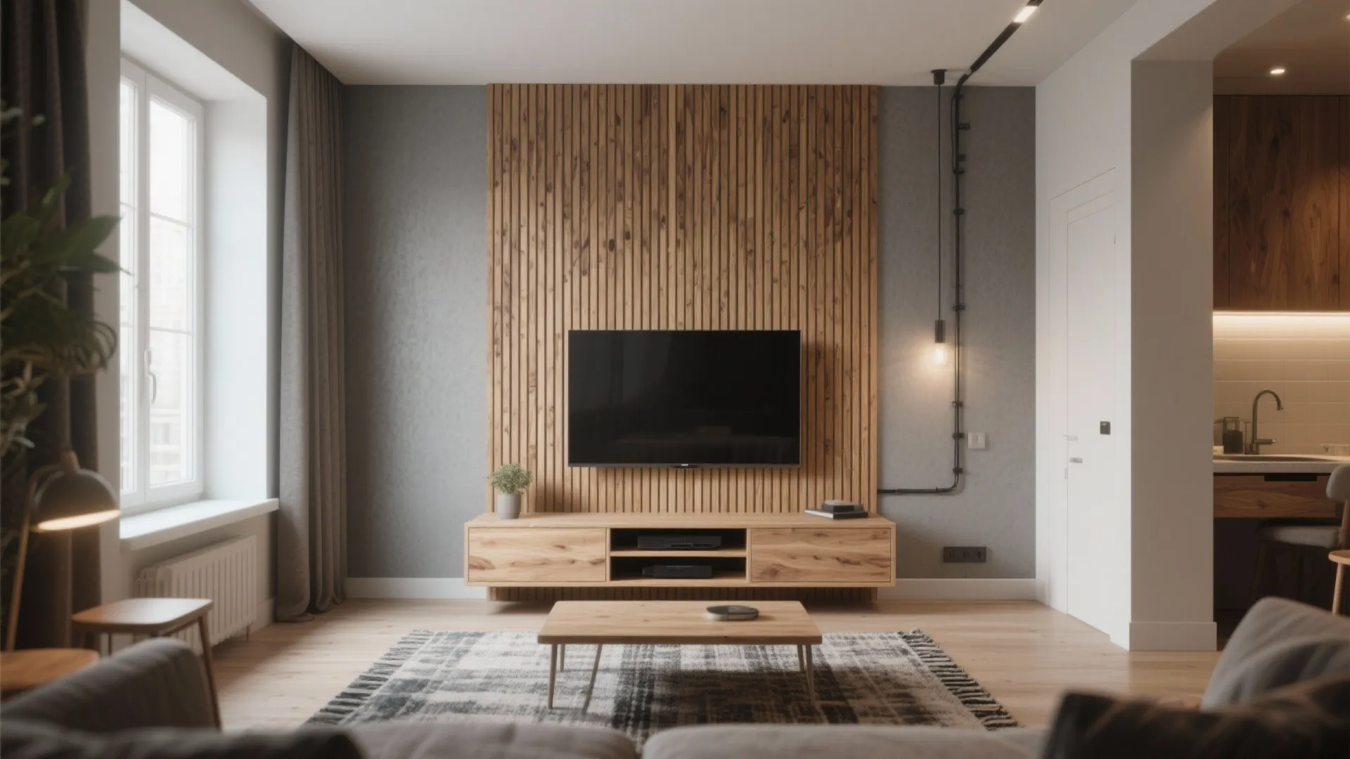 2. Warm Wood Slat Wall
