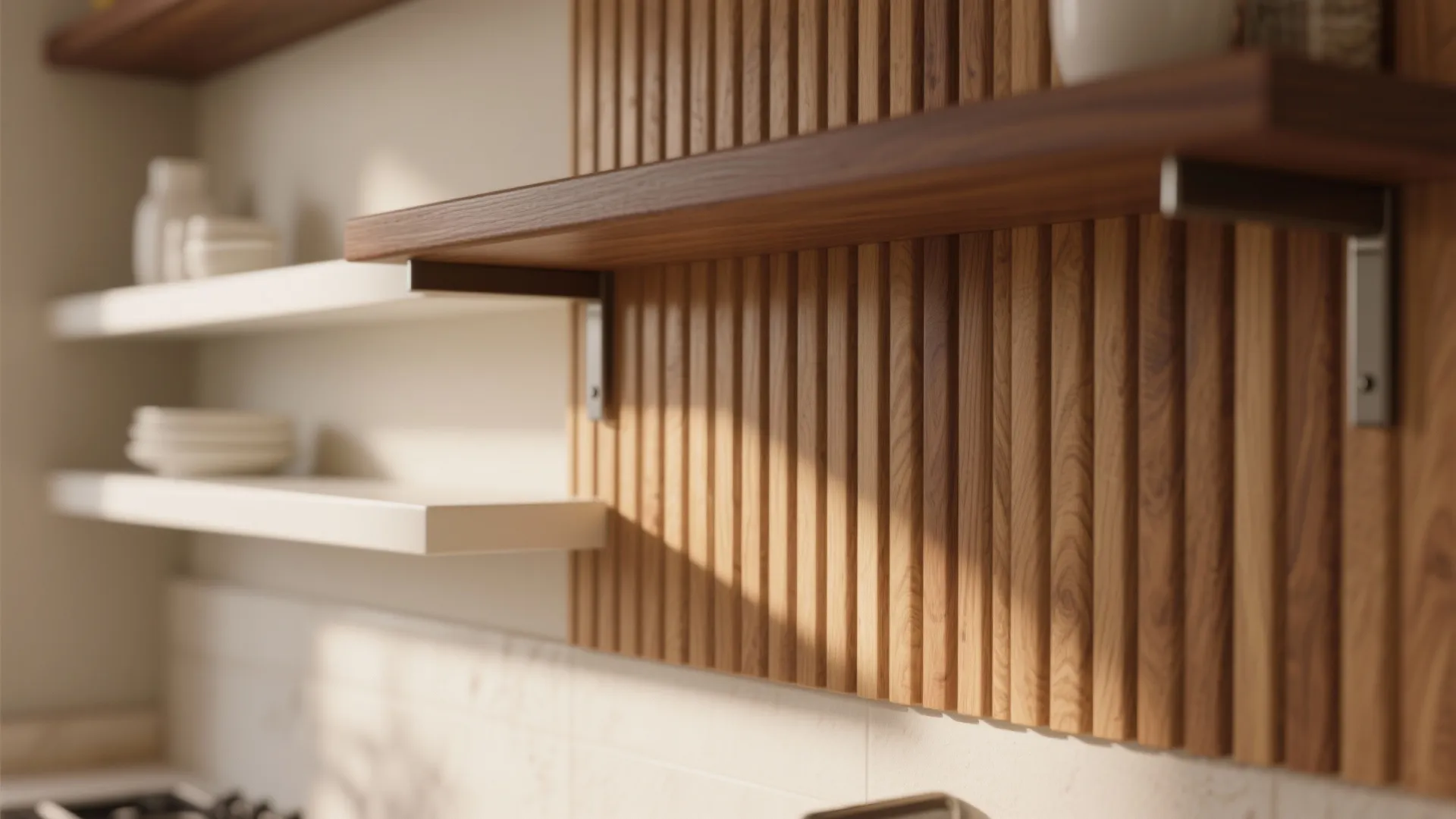 Warm wood accents on the front wall