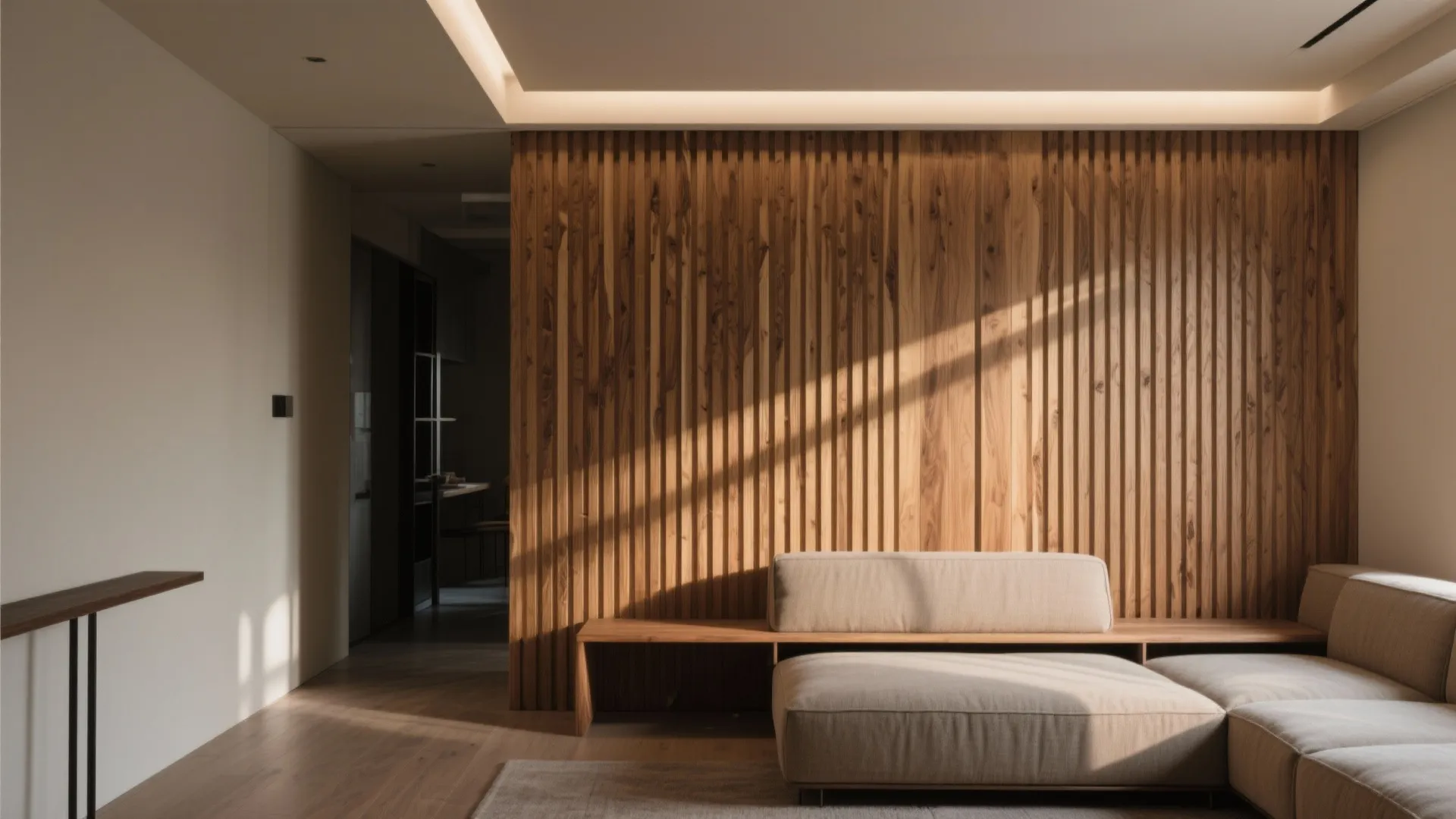 Textured Wood Slats with Shadow Play