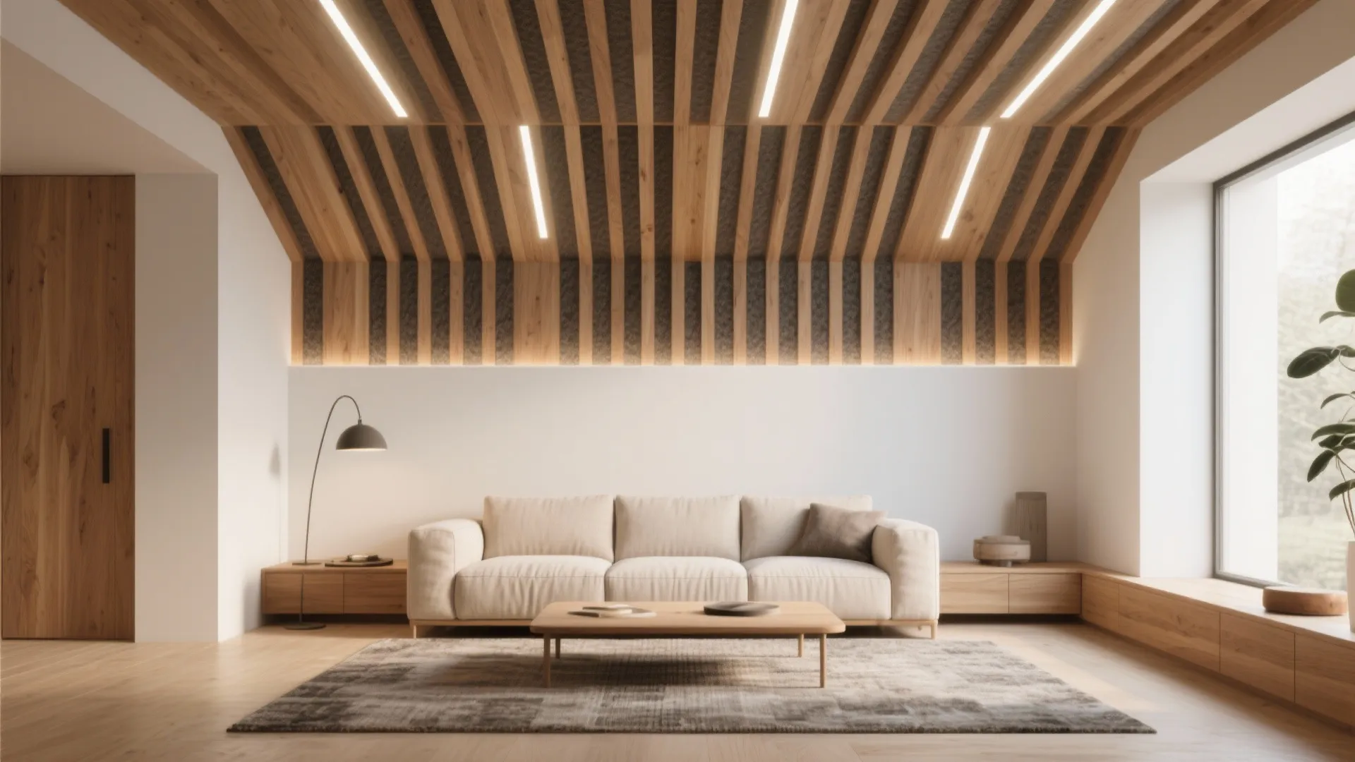 Warm Wood Slats for Texture and Quiet