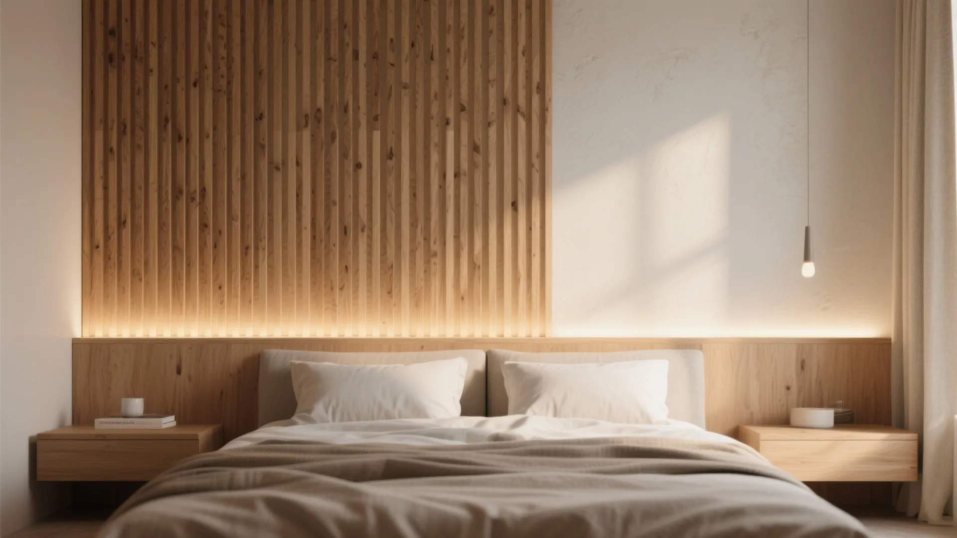 4. Wood Slat Accent for Warmth and Acoustics