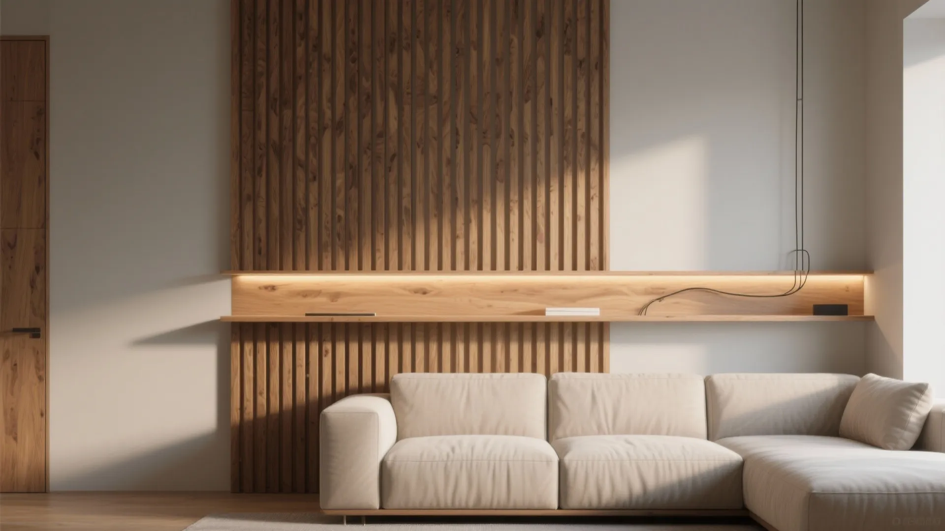 4. Create a vertical wood-slat or slatted panel feature