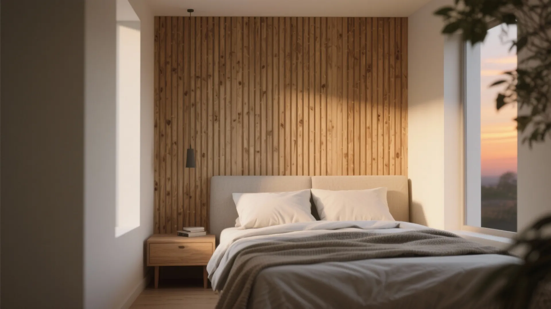 Warm Wood Slats for Tactile Biophilic Comfort