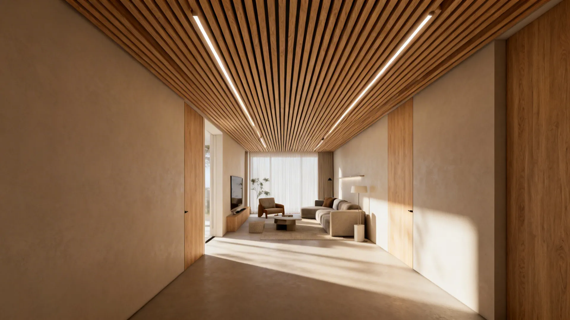 3. Wood Slats for Warmth and Rhythm