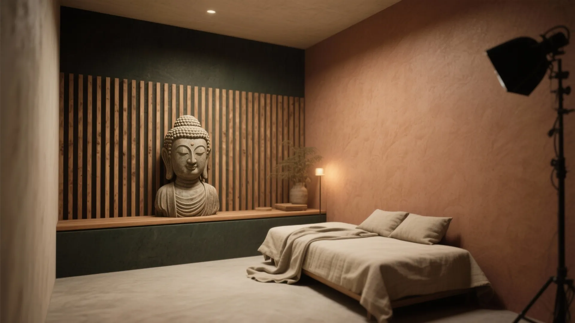 Wood Slats and Earthy Paints for Acoustic Calm