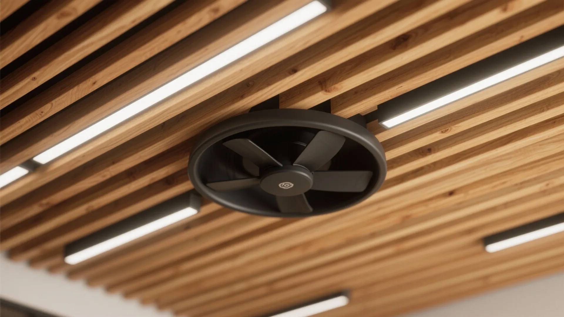 Acoustic Wood Slats with Dual Fan Cutouts