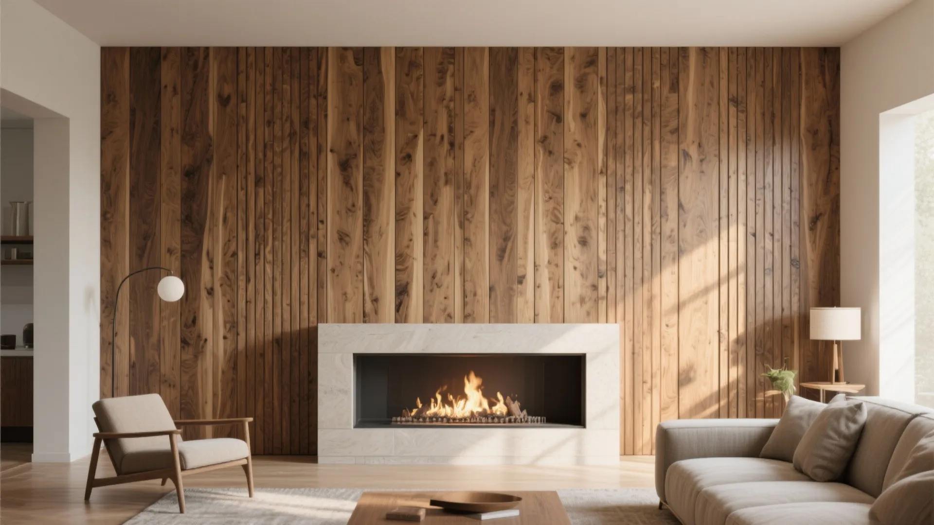 2. Floor-to-Ceiling Wood Slats