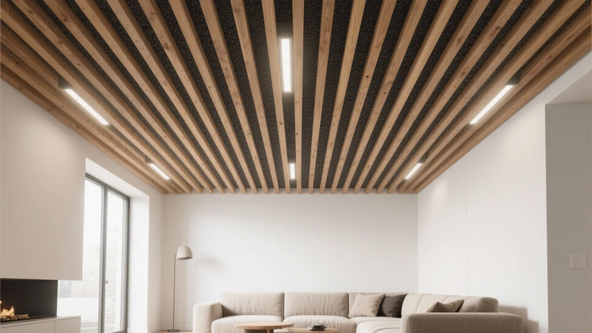 Wood slats and beams: warmth, texture, and acoustic calm