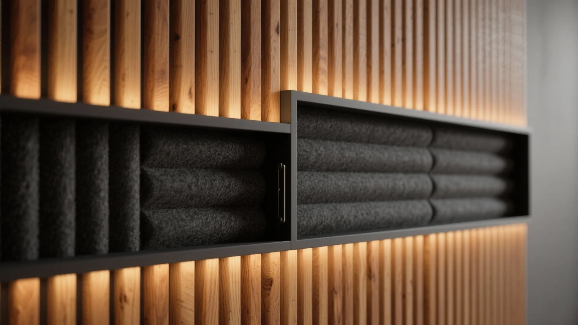 Warm wood slats for tone and stealth storage
