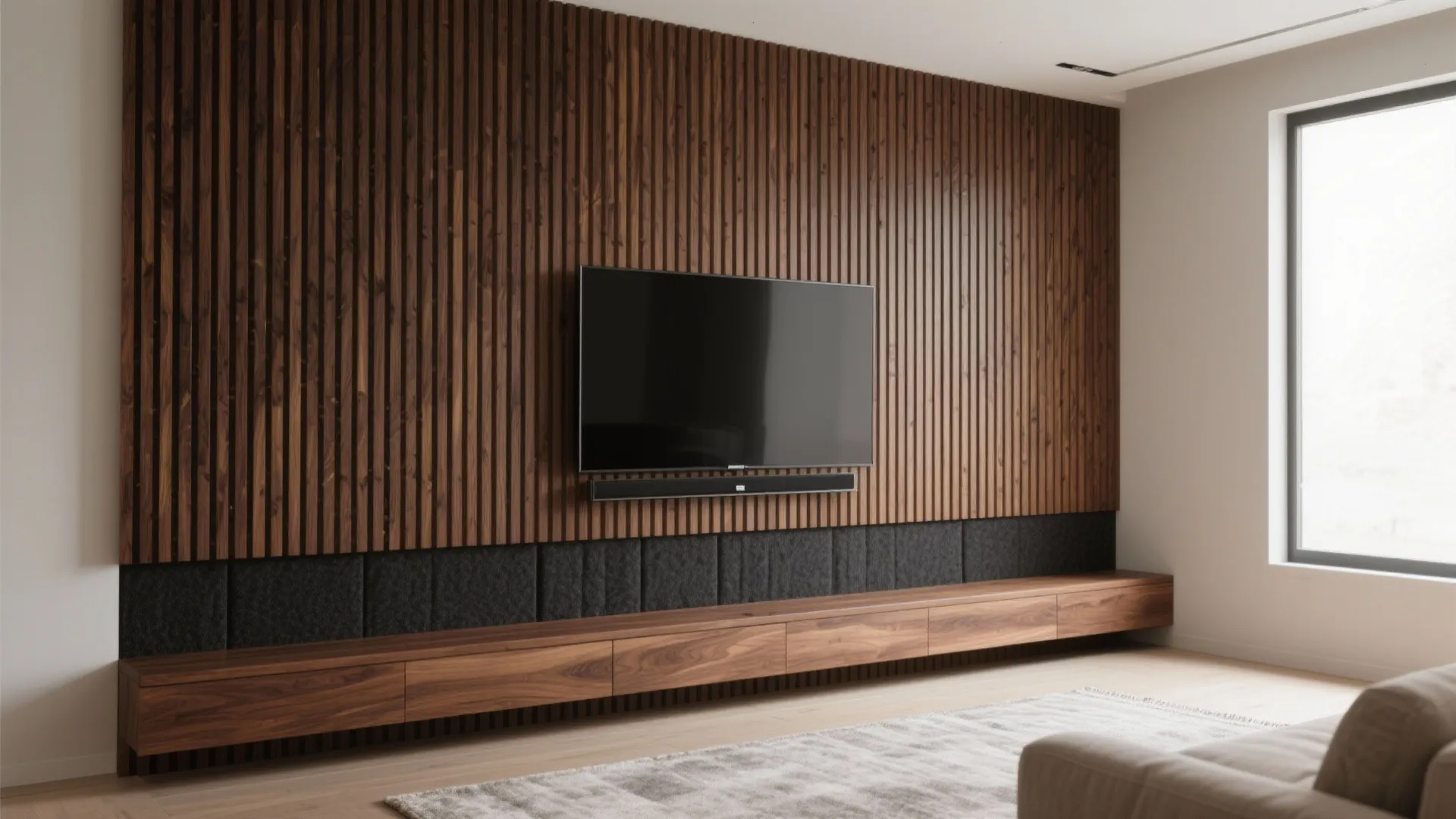 Warm Wood Slats and Acoustic Panels