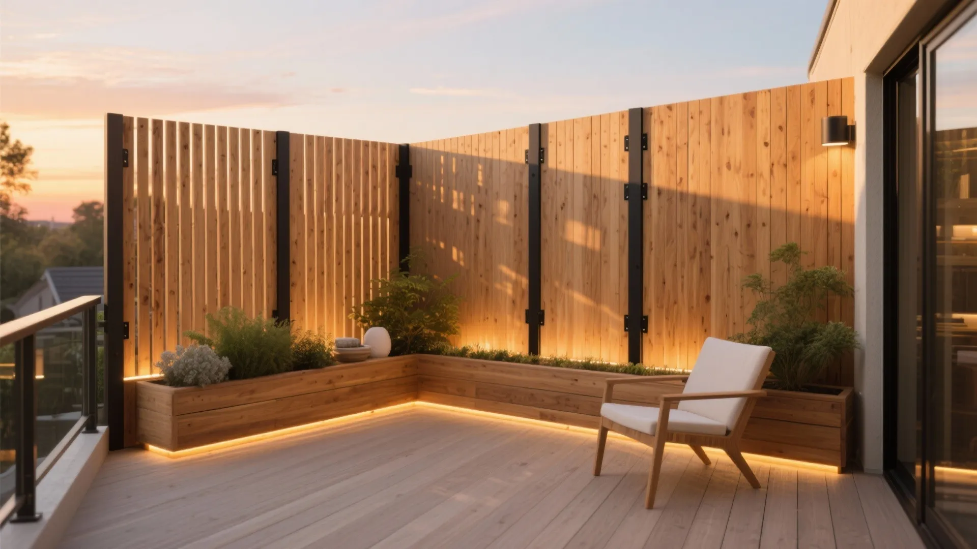 Warm Wood Slats for Privacy and Texture