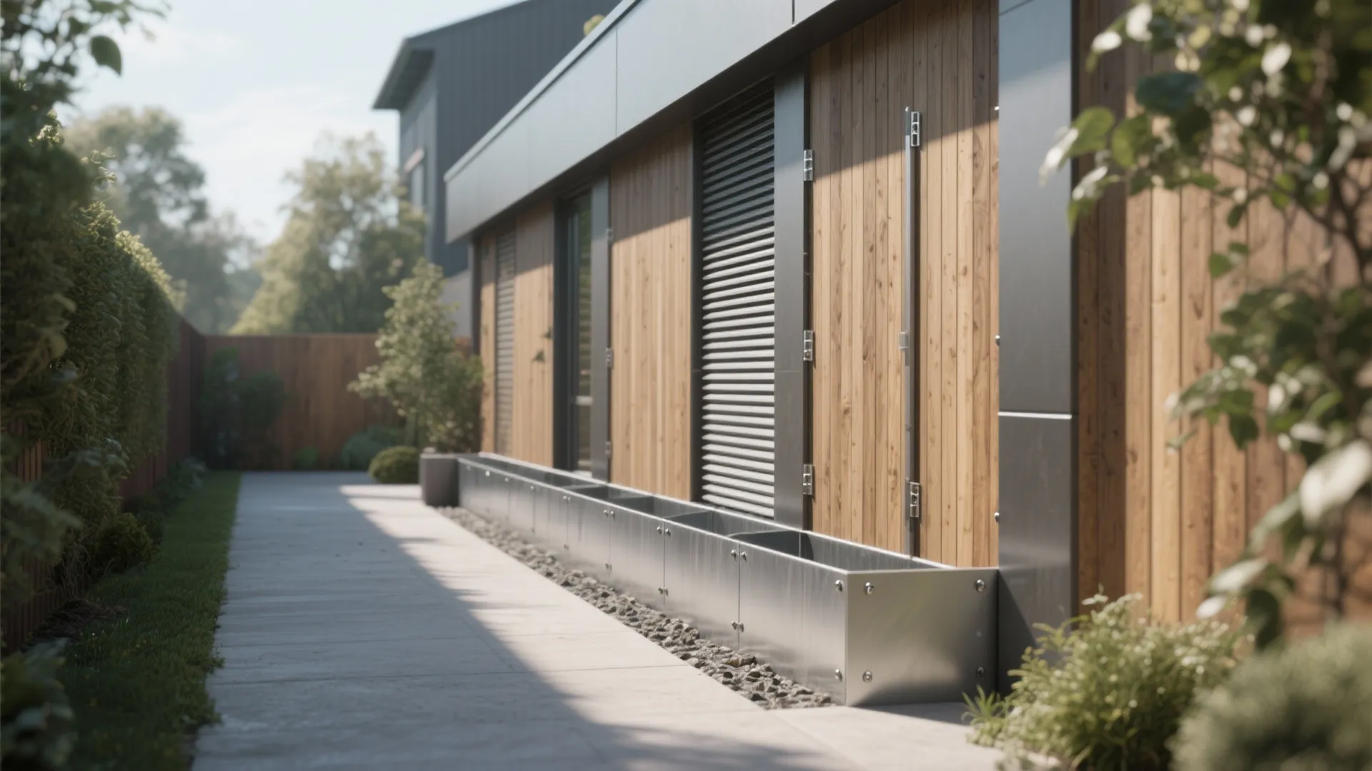 Timber-Clad Steel Bund with Warm Texture