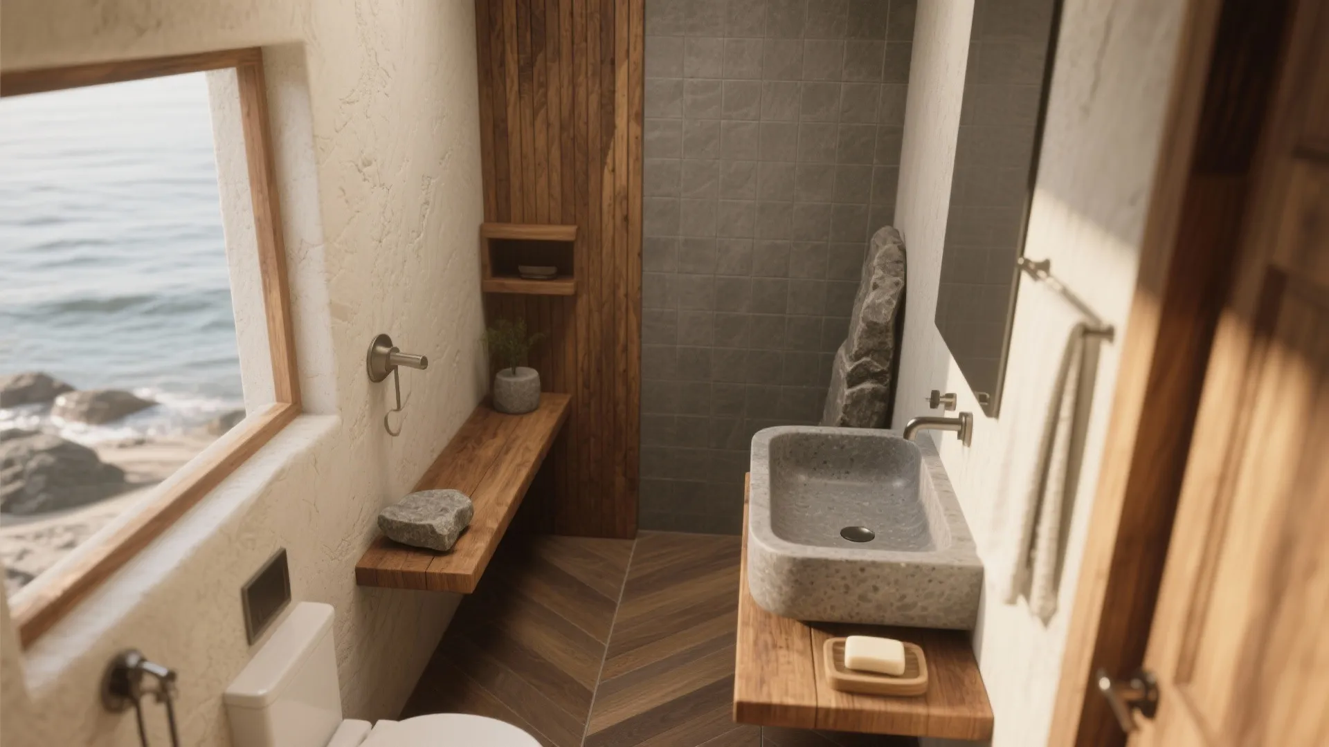 Wood and Stone Accents for Warmth