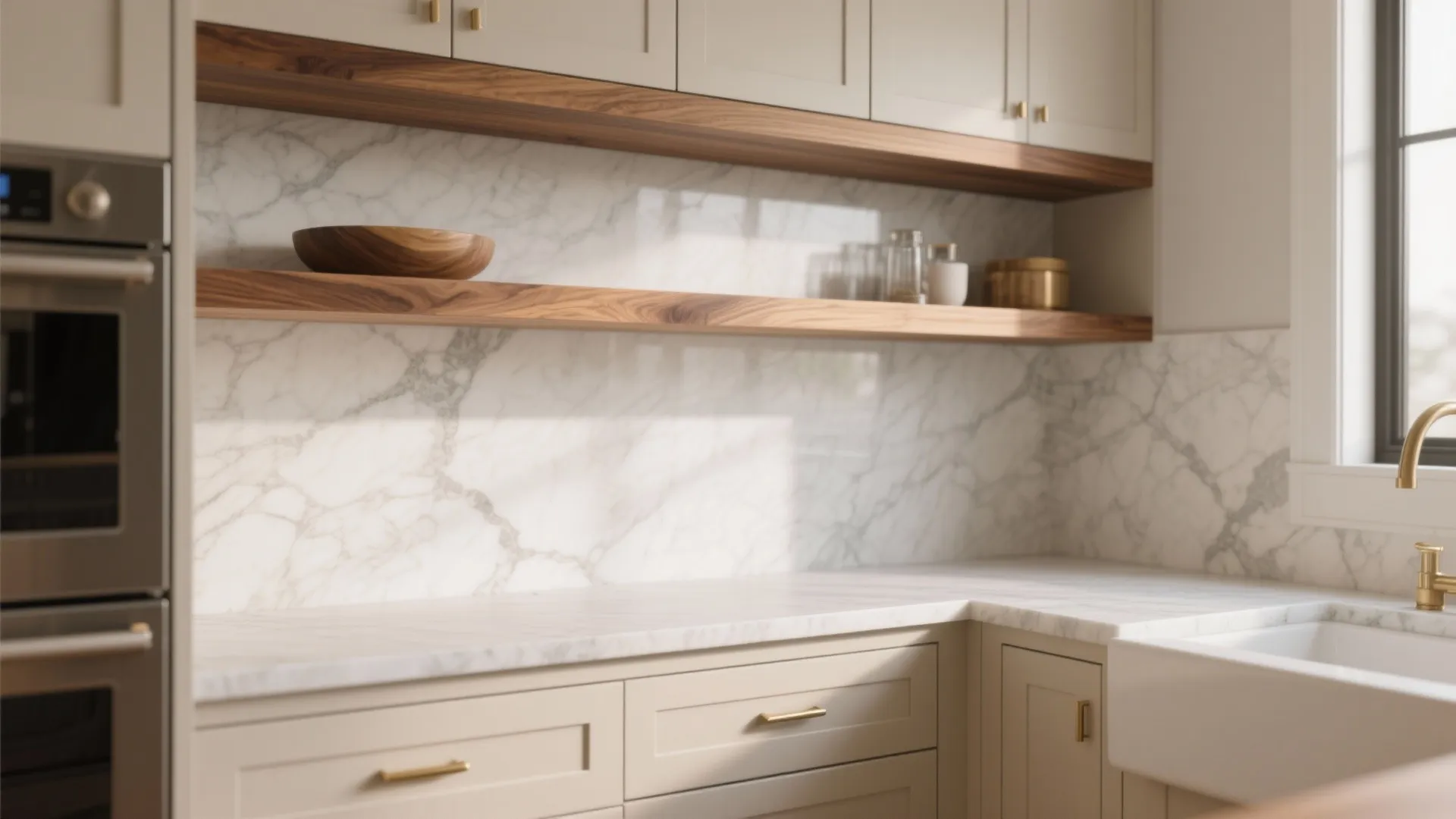 Warm Wood Accents with Stone or Quartz