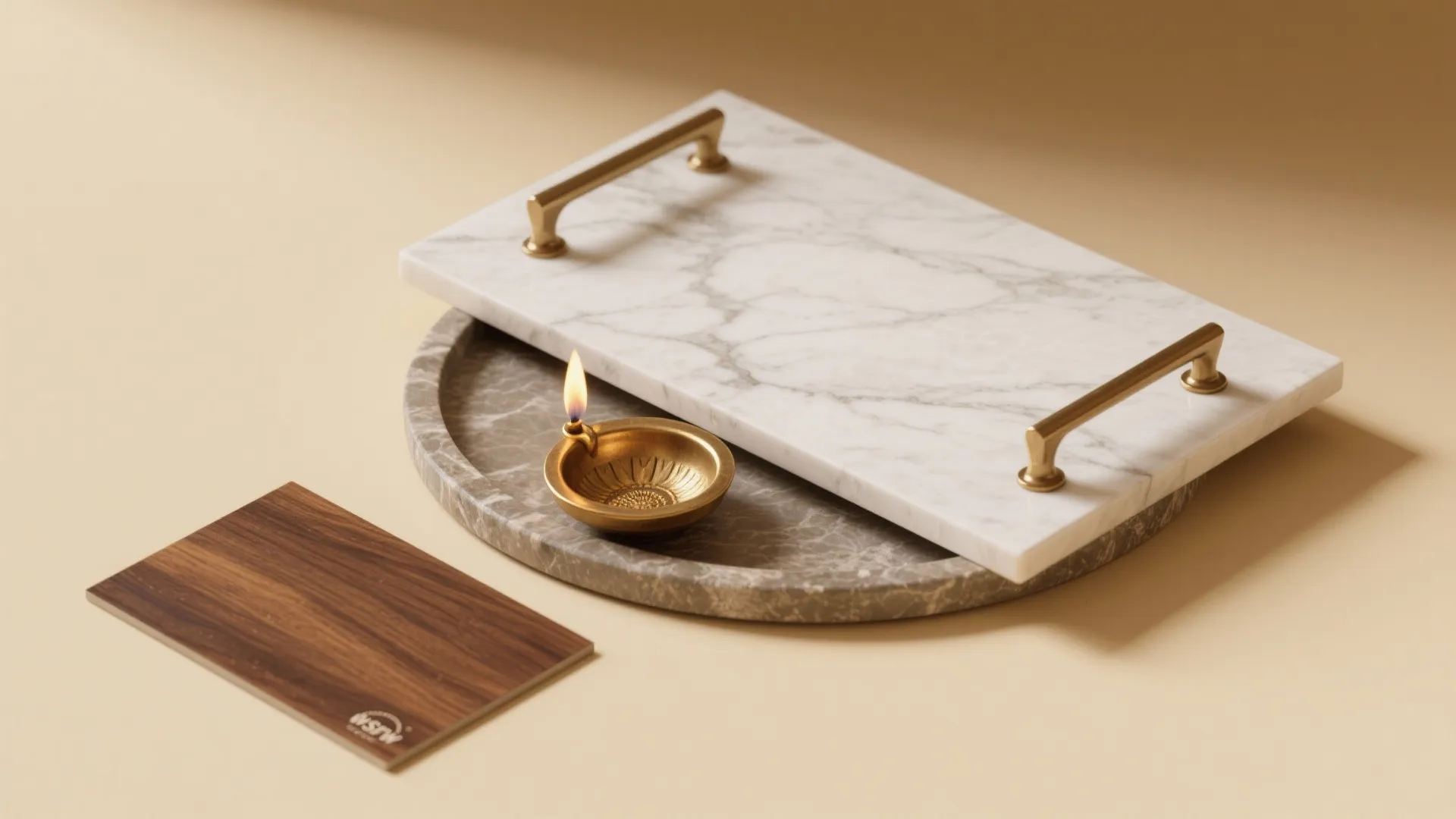 Material Palette: Wood, Stone, and Brass Harmony