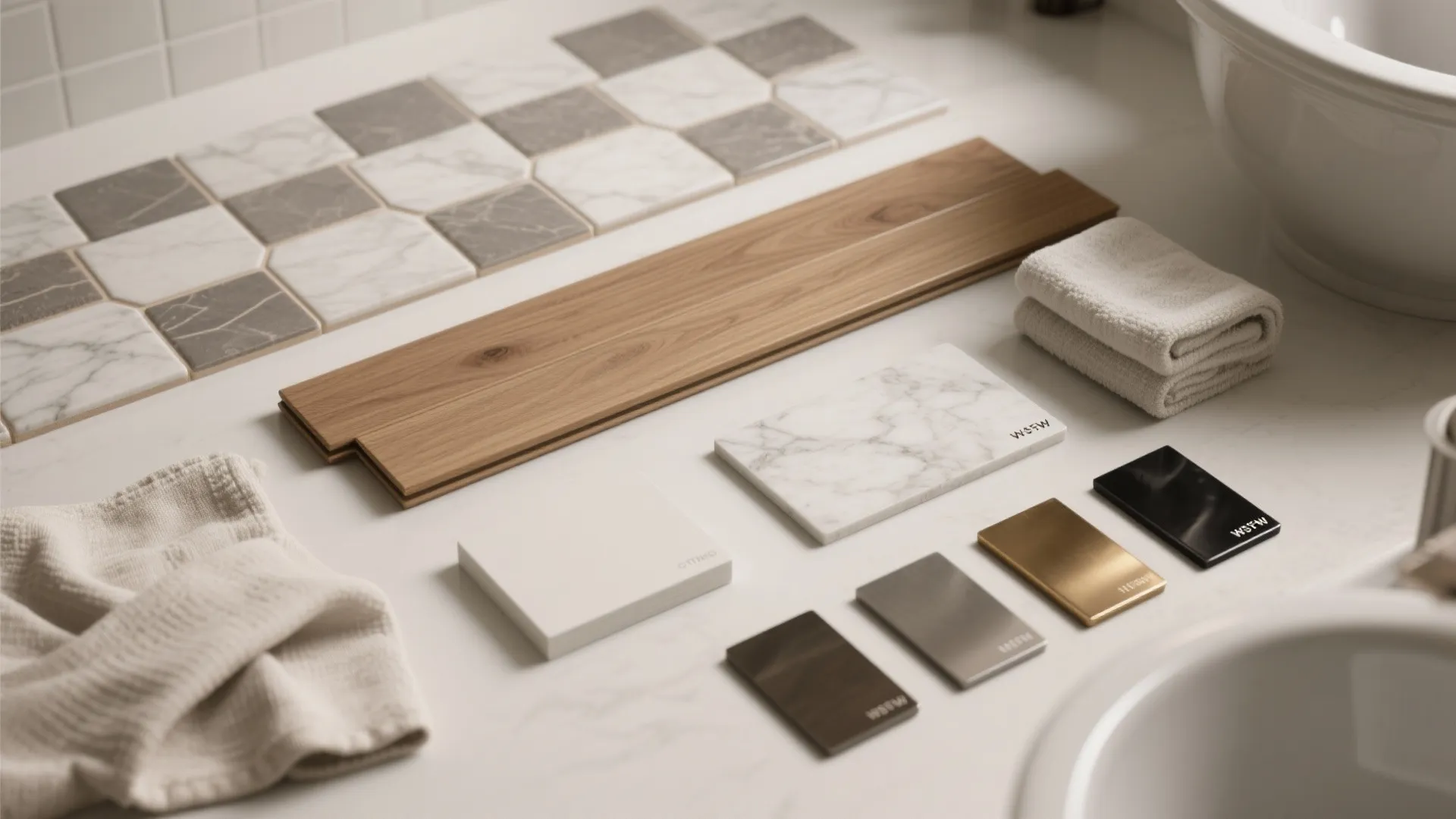Balanced Palette: Mix Wood-Look Tile with Stone or Textured Accents