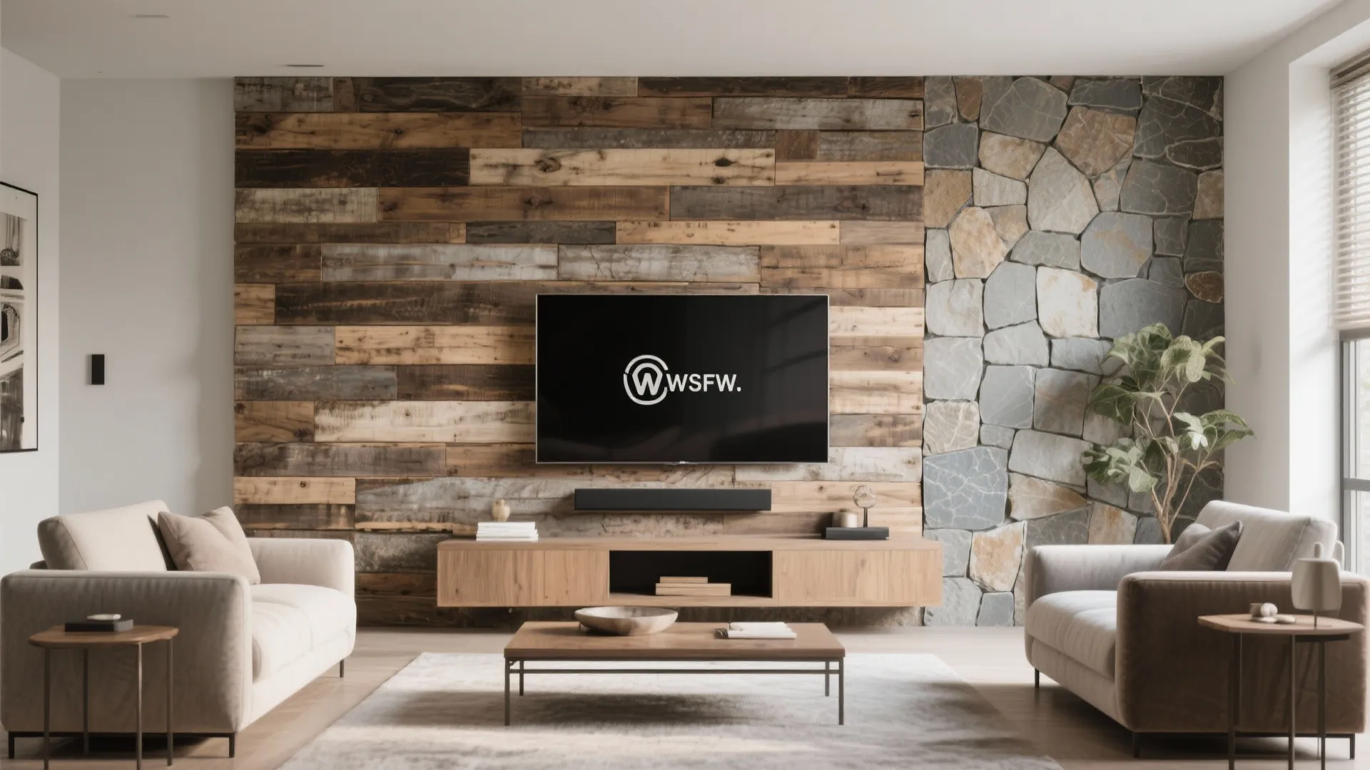 6. Natural Textures with Wood or Stone