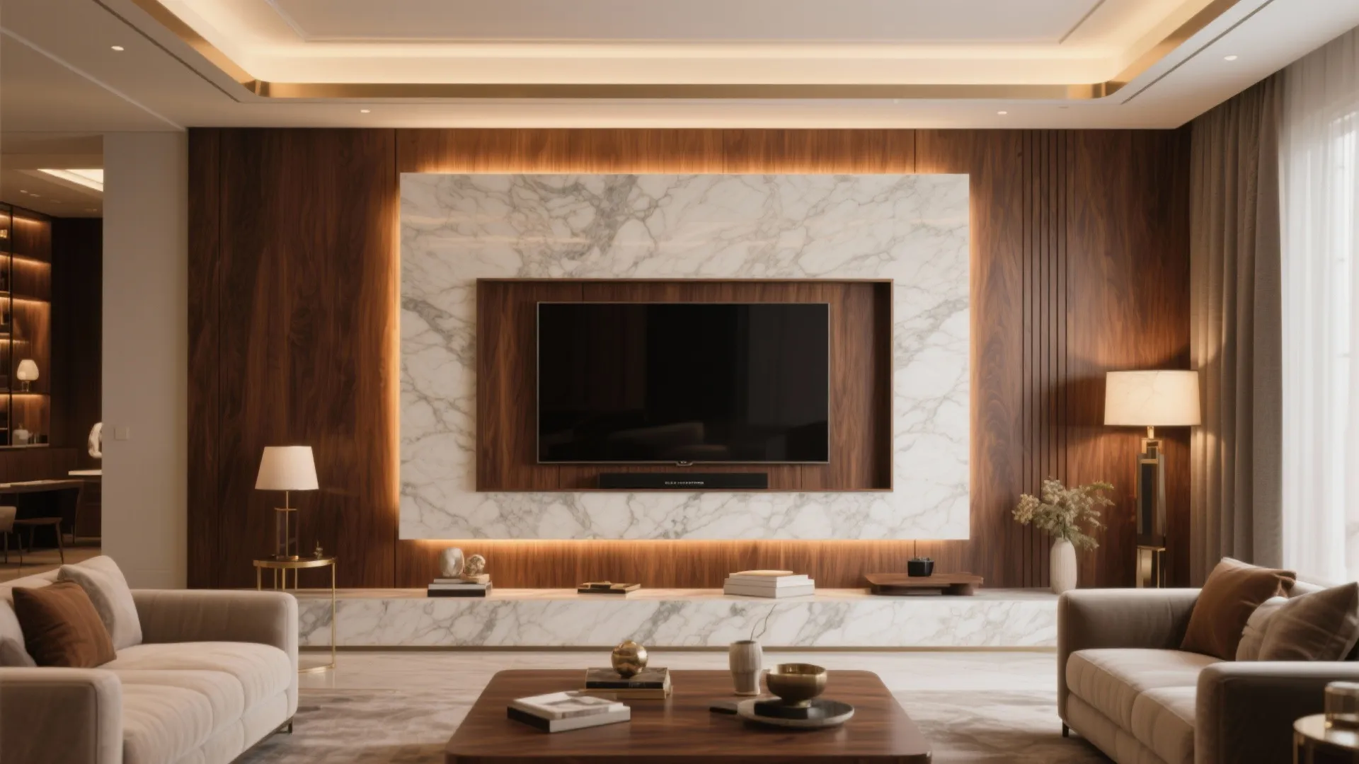 Contrasting Wood and Stone Combination