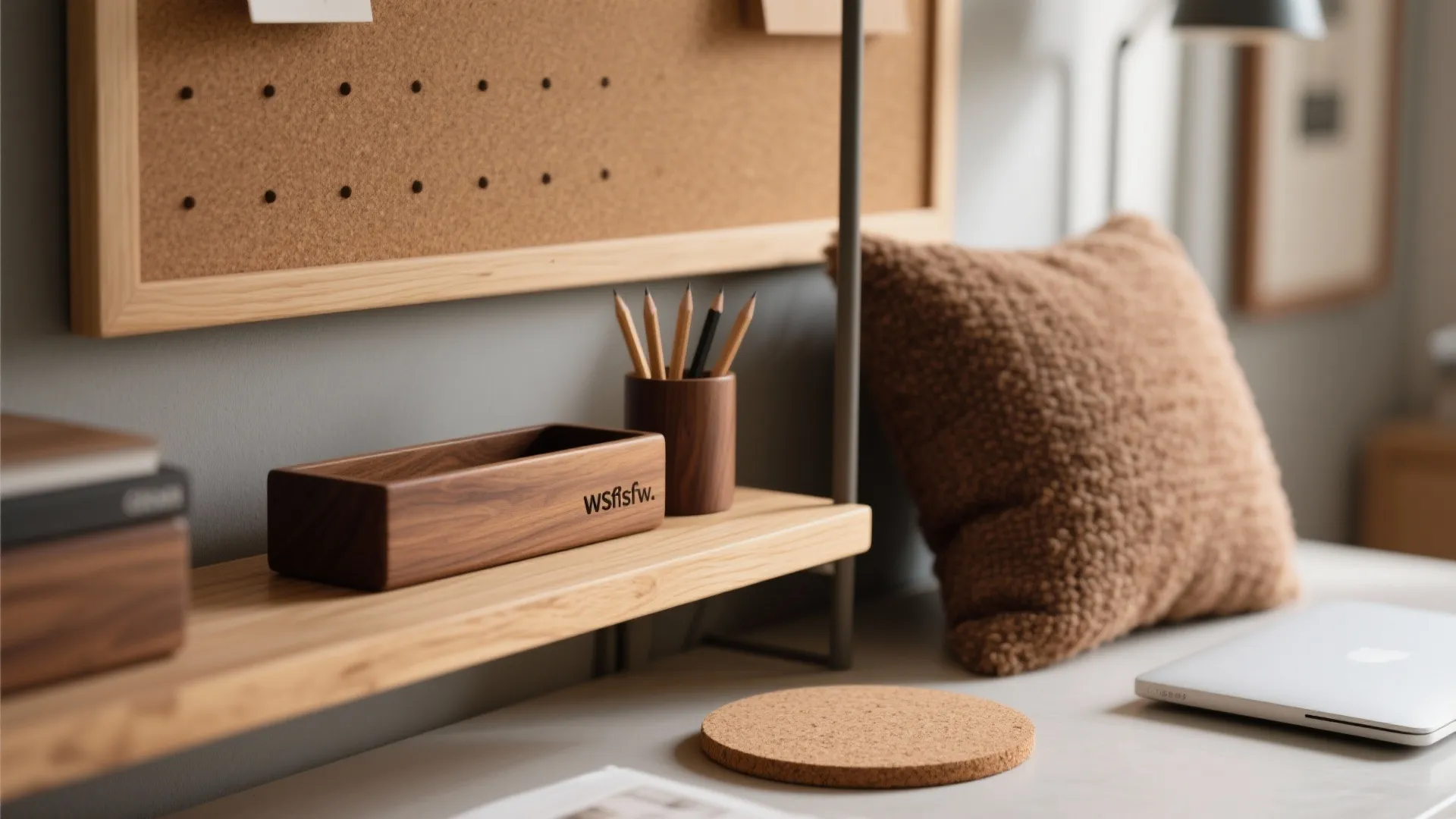 4) Warm wood accents and tactile layers