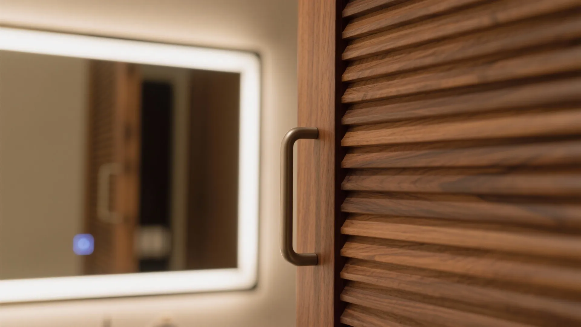 Warm wood textures with integrated storage