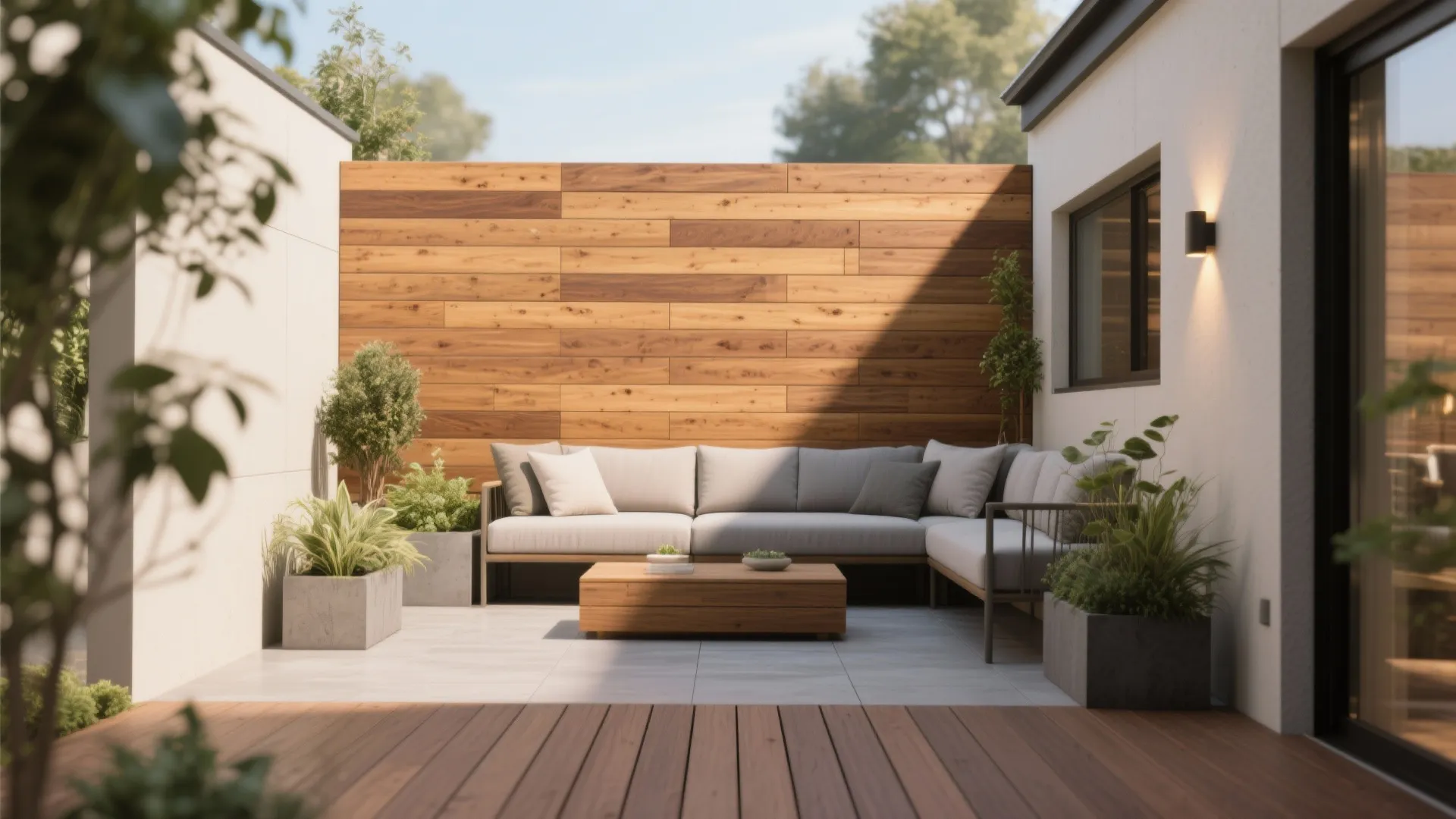 Warm Wood-Look Panels for Small Terraces