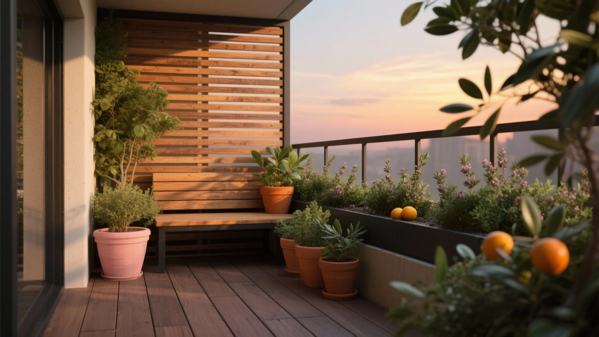 Warm Wood and Terracotta Layers