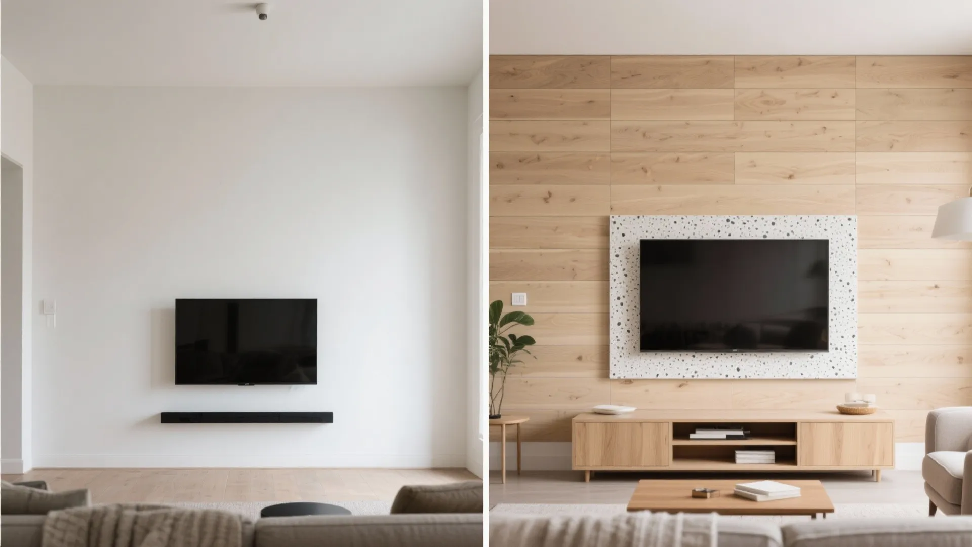 Wood-look porcelain or terrazzo-style tiles for warm-modern vibes