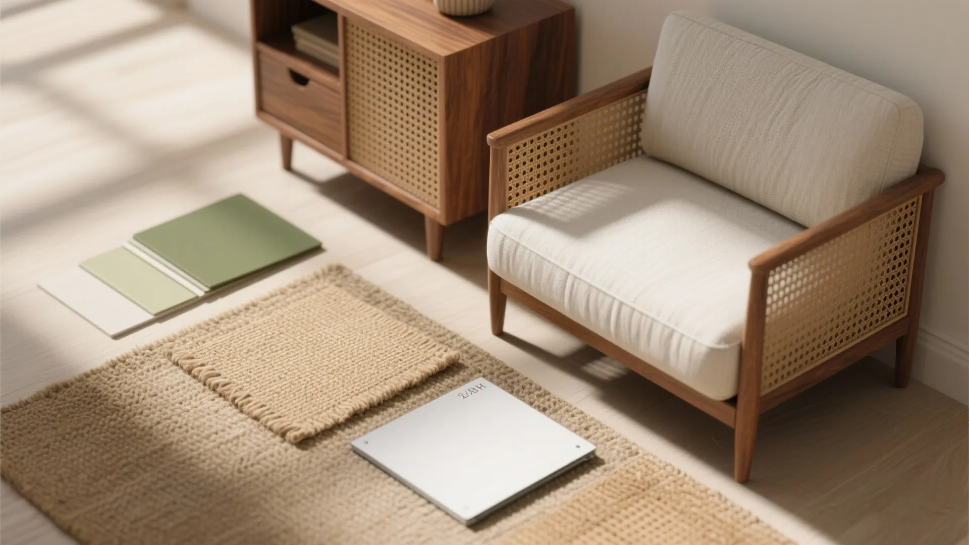 Warm wood and natural textures without the bulk