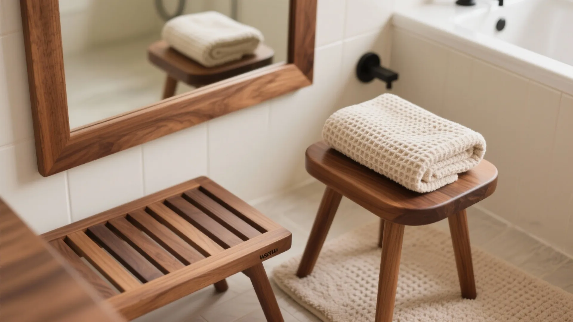 Warm Wood Accents and Tactile Textiles