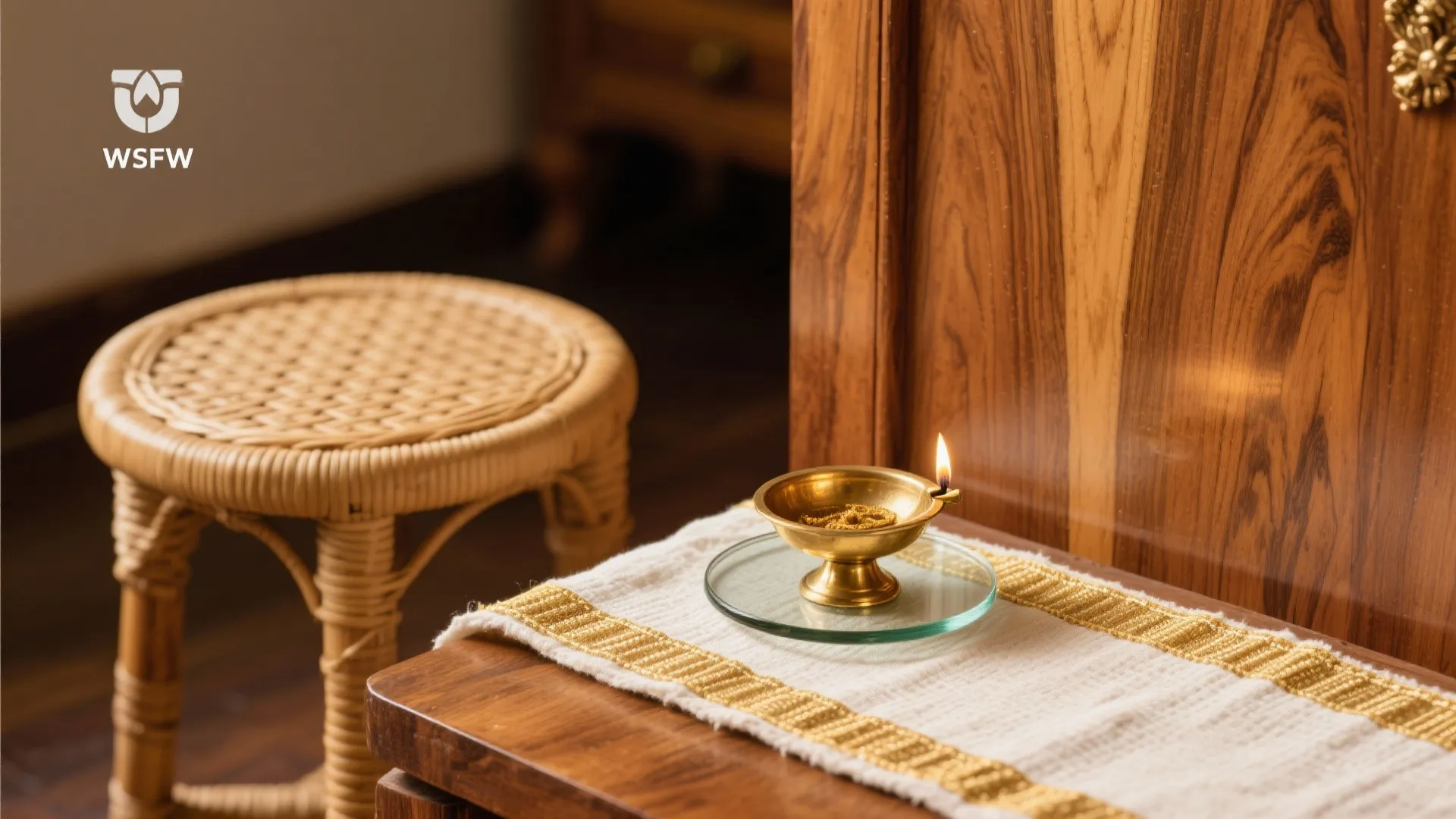 Warm Wood Accents with Earthy Textiles