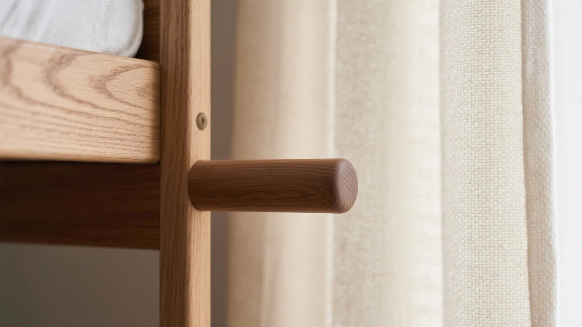 Warm wood tones and soft textiles for calm