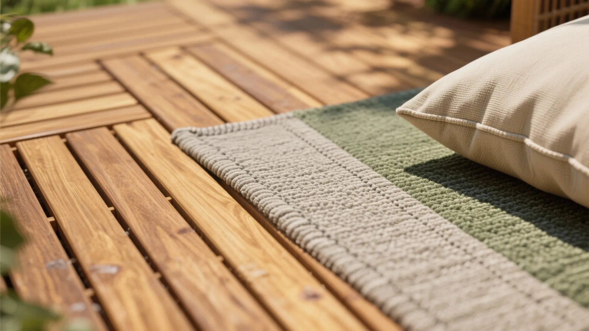 Warm wood and outdoor textiles