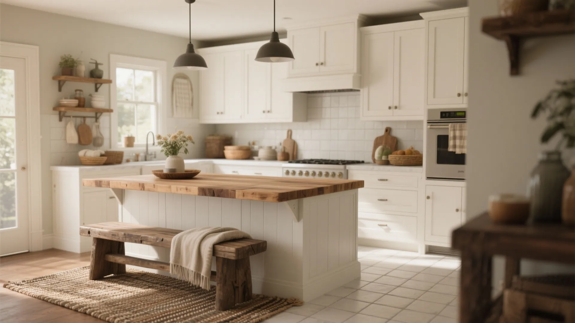 4. Warm it up with wood and textiles