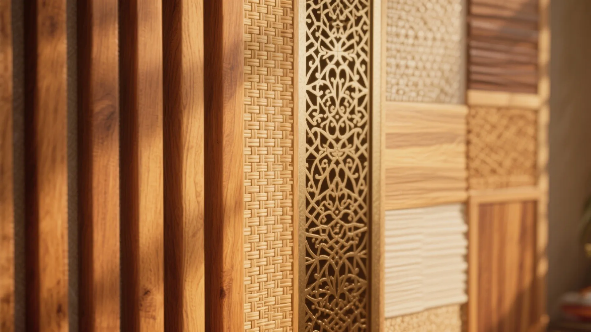 Warm wood tones and textured back panels