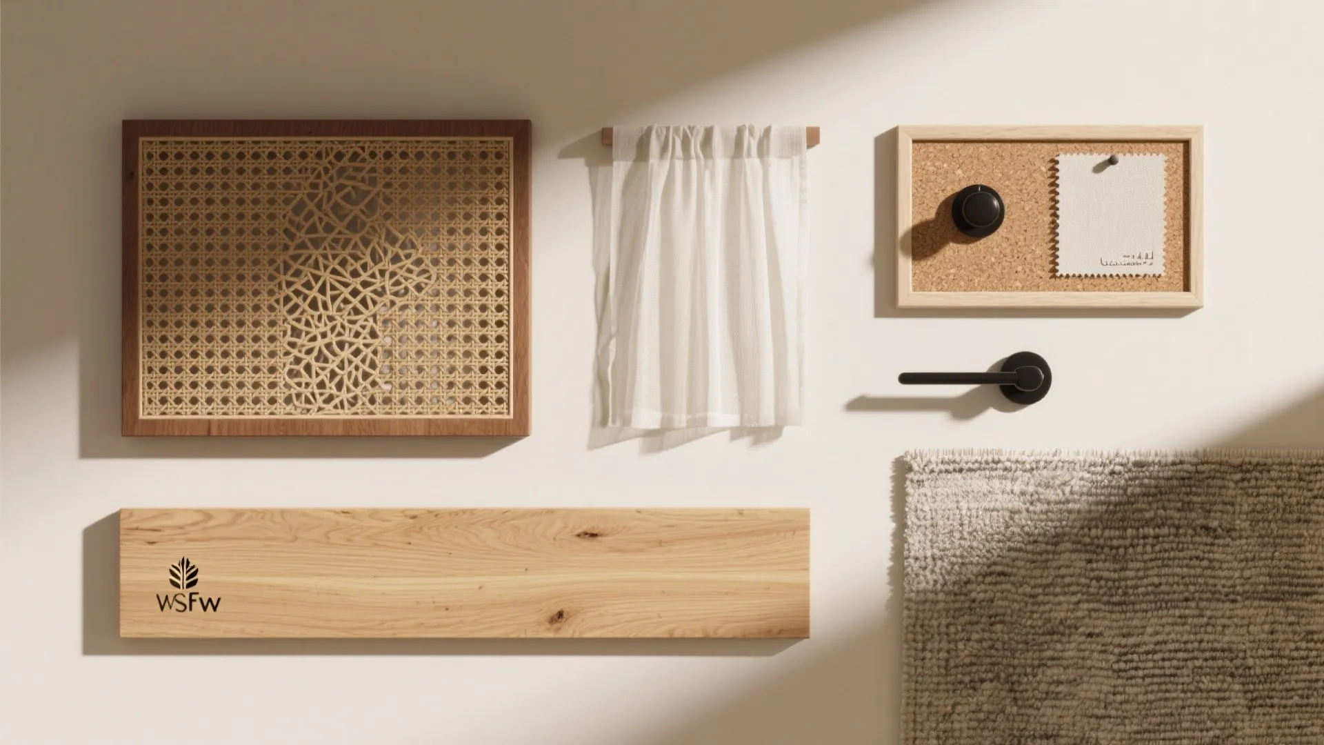 Warm wood and regional textures to soften the mood