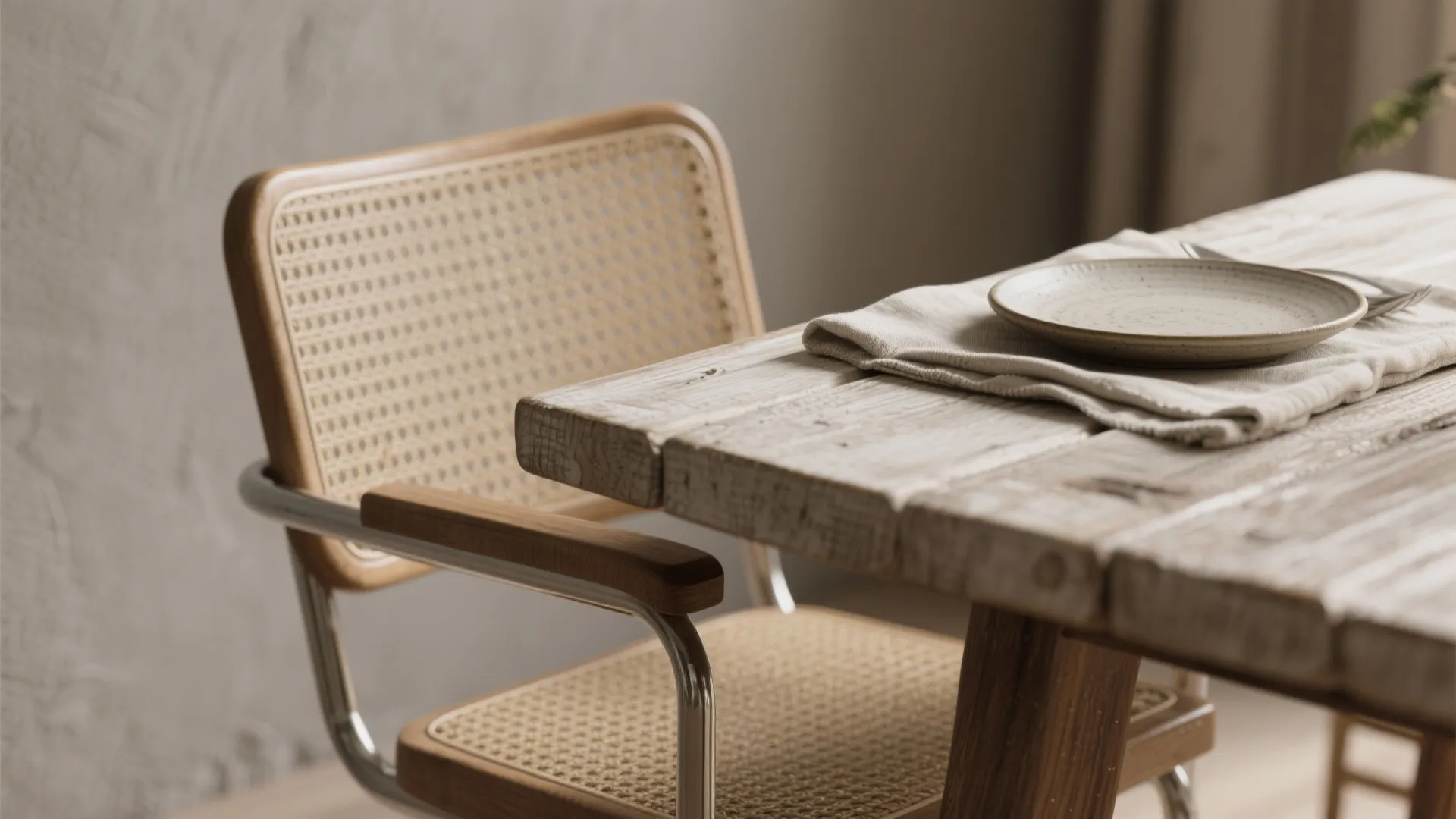 1. Layered Neutrals with Natural Wood