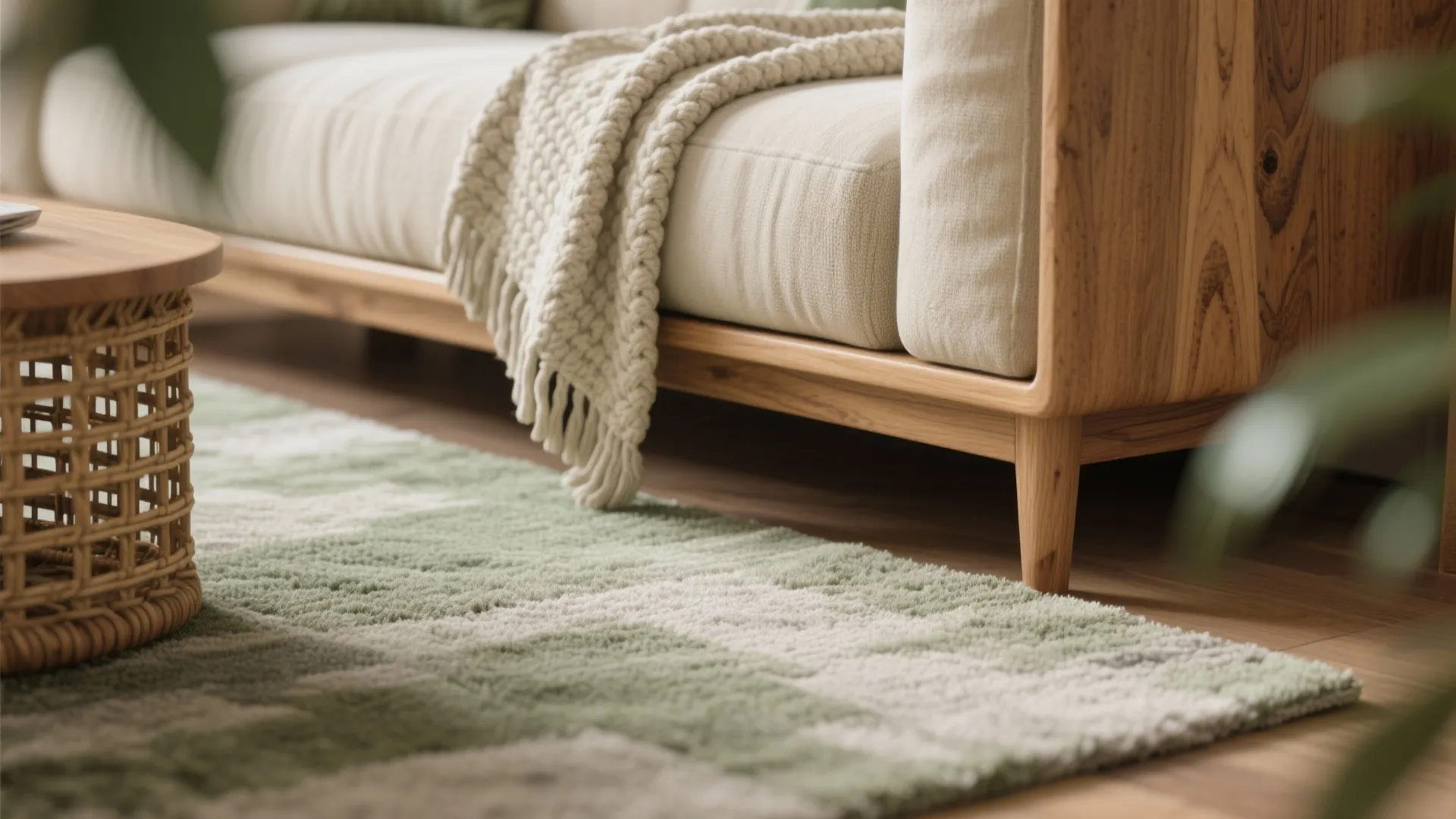 Warm wood and layered textures for cozy living rooms