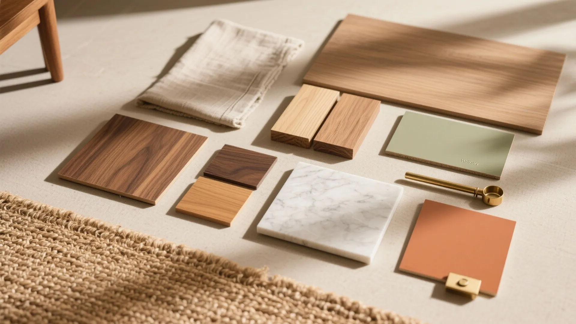 Warm wood and earthy textures to soften the high-rise feel