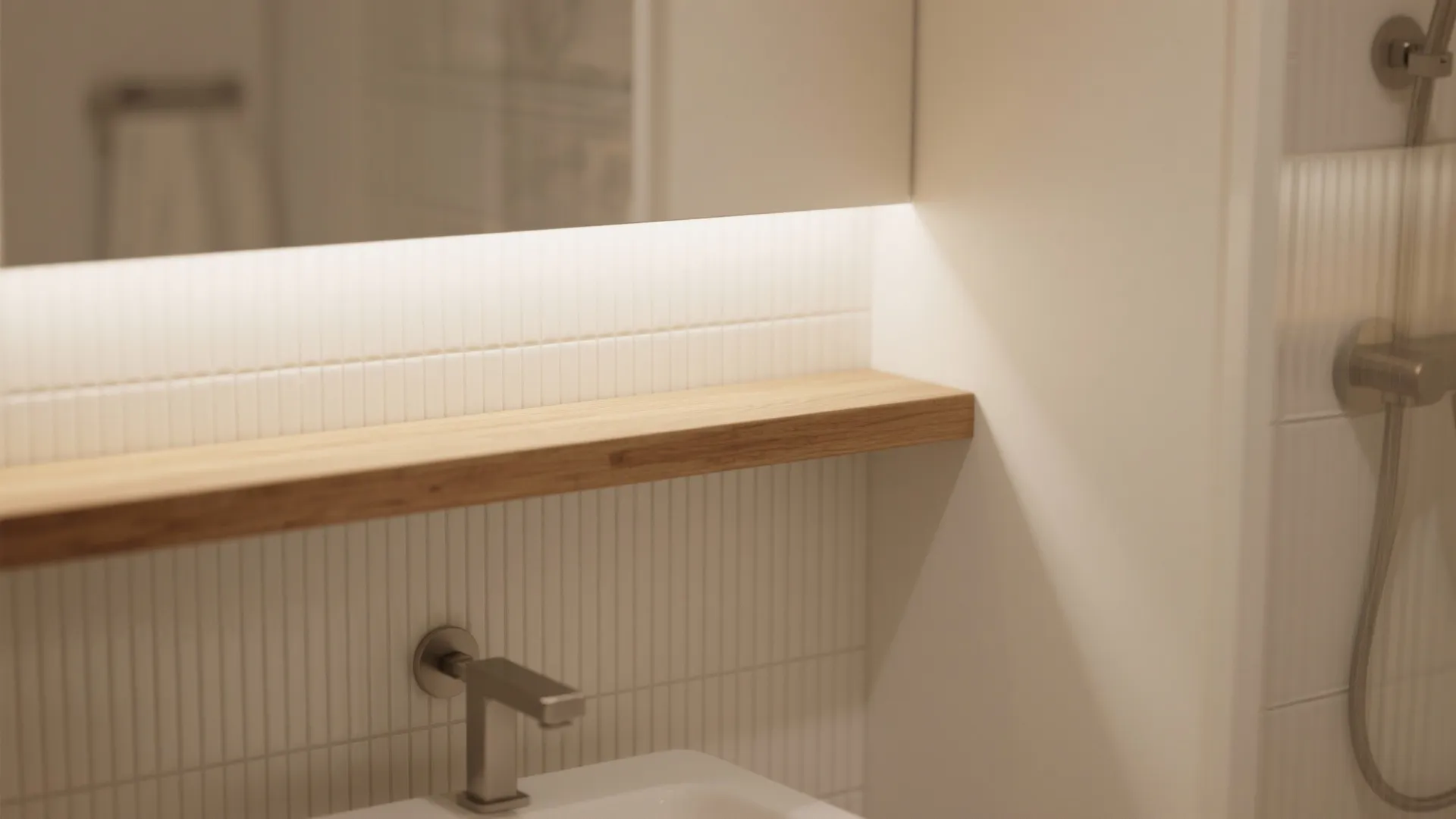 Warm wood accents and textured tile for comfort and safety