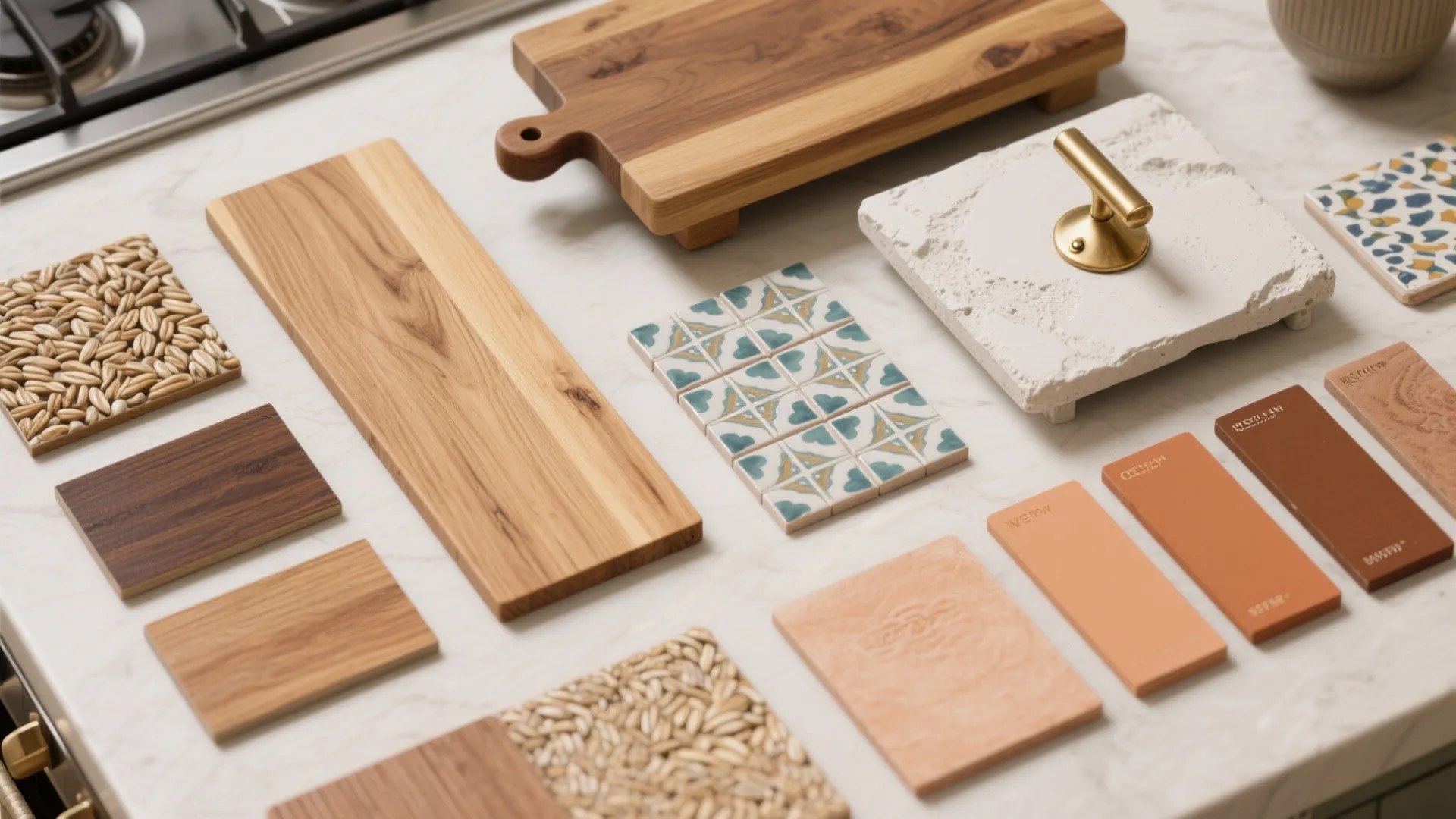 2. Warm wood, cool tile — a timeless combo