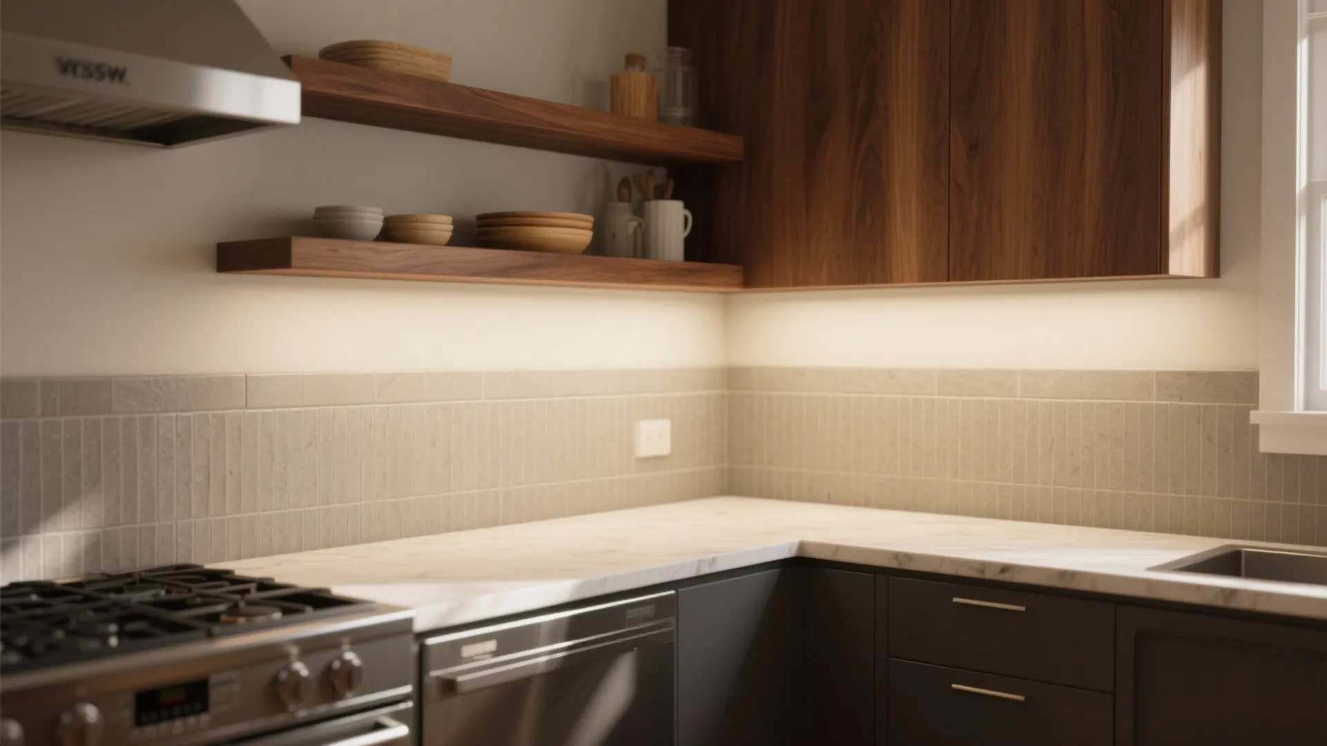 Warm Wood-and-Tile Pairing for Cozy Modern Contrast