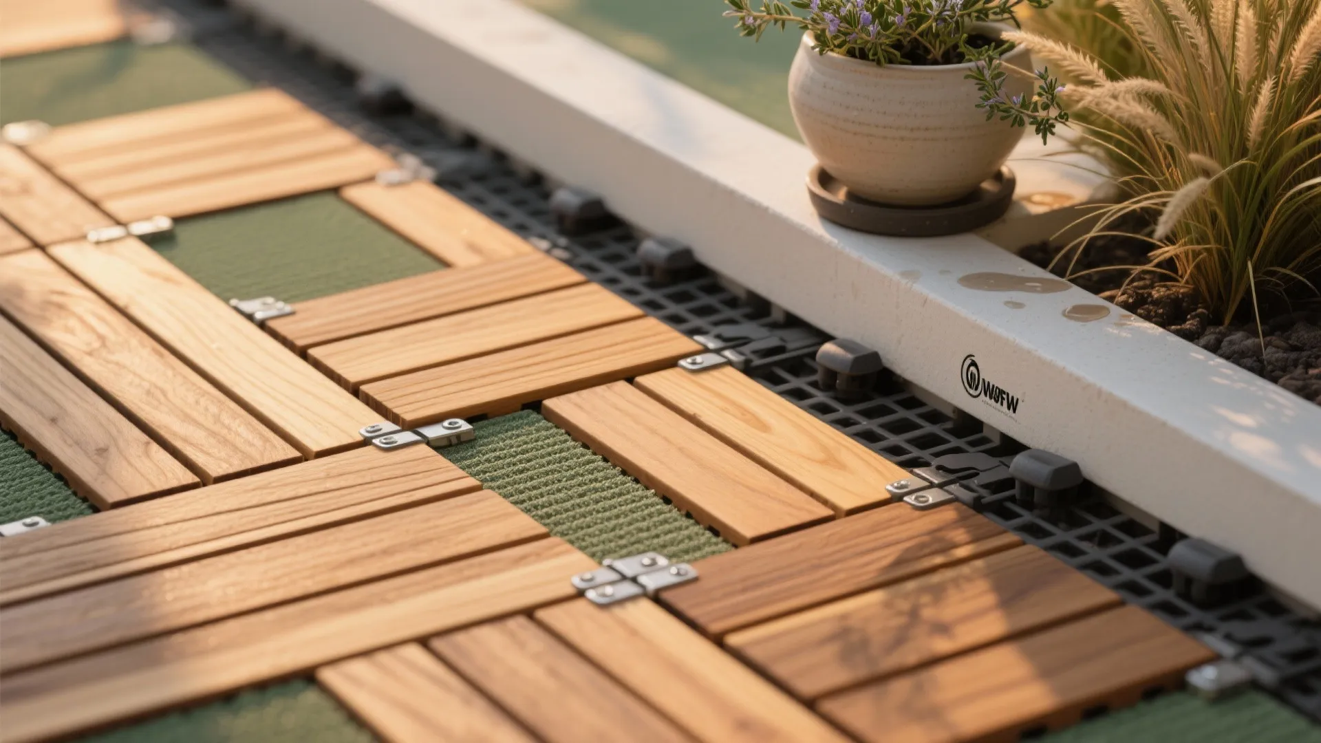 Warm Wood Deck Tiles and Natural Texture