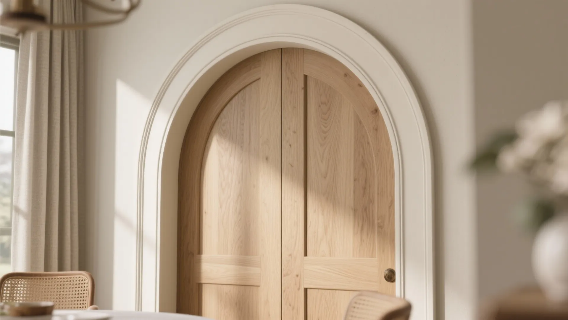 5) Wood-trimmed arch for warmth and acoustics