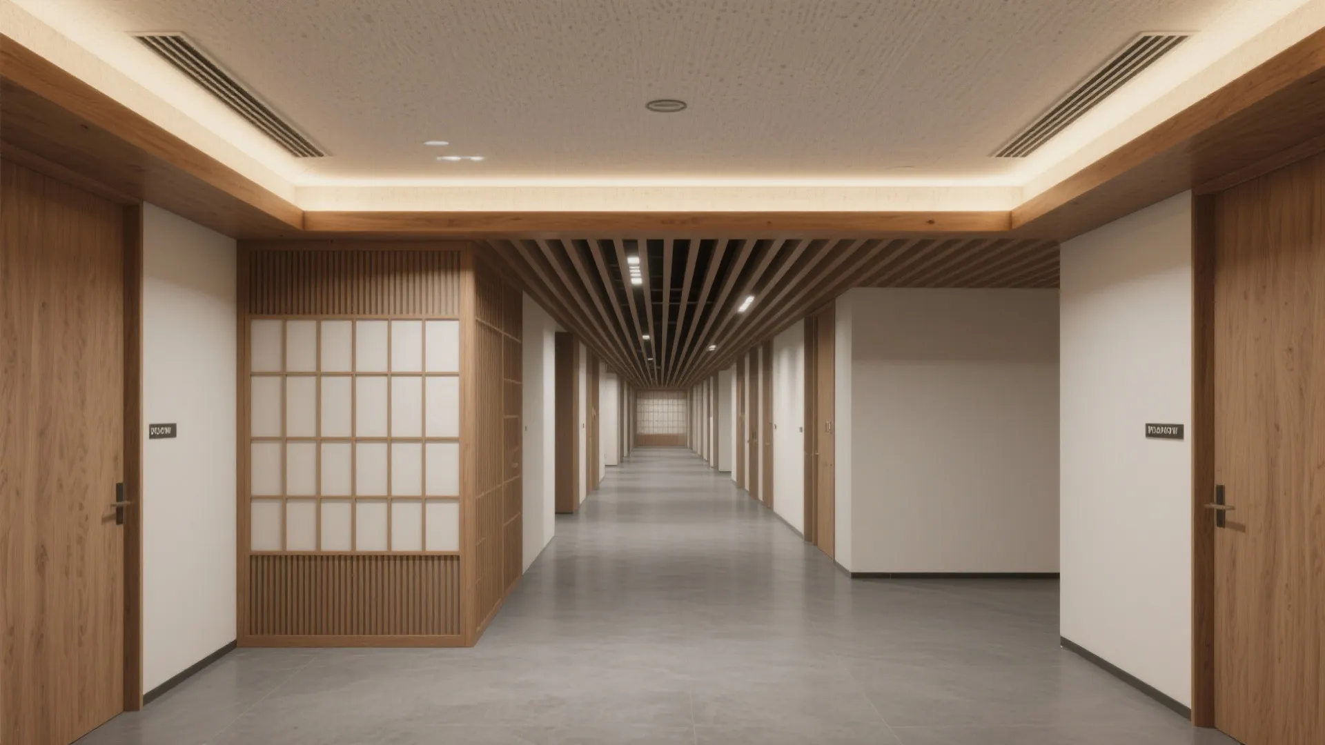 4) Warm Wood Trim with POP to Soften Geometry