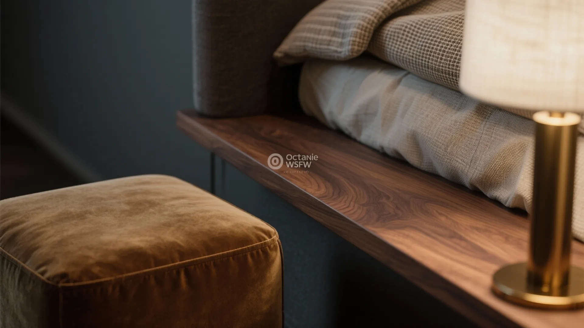 Mixed Materials: Wood and Velvet Balance
