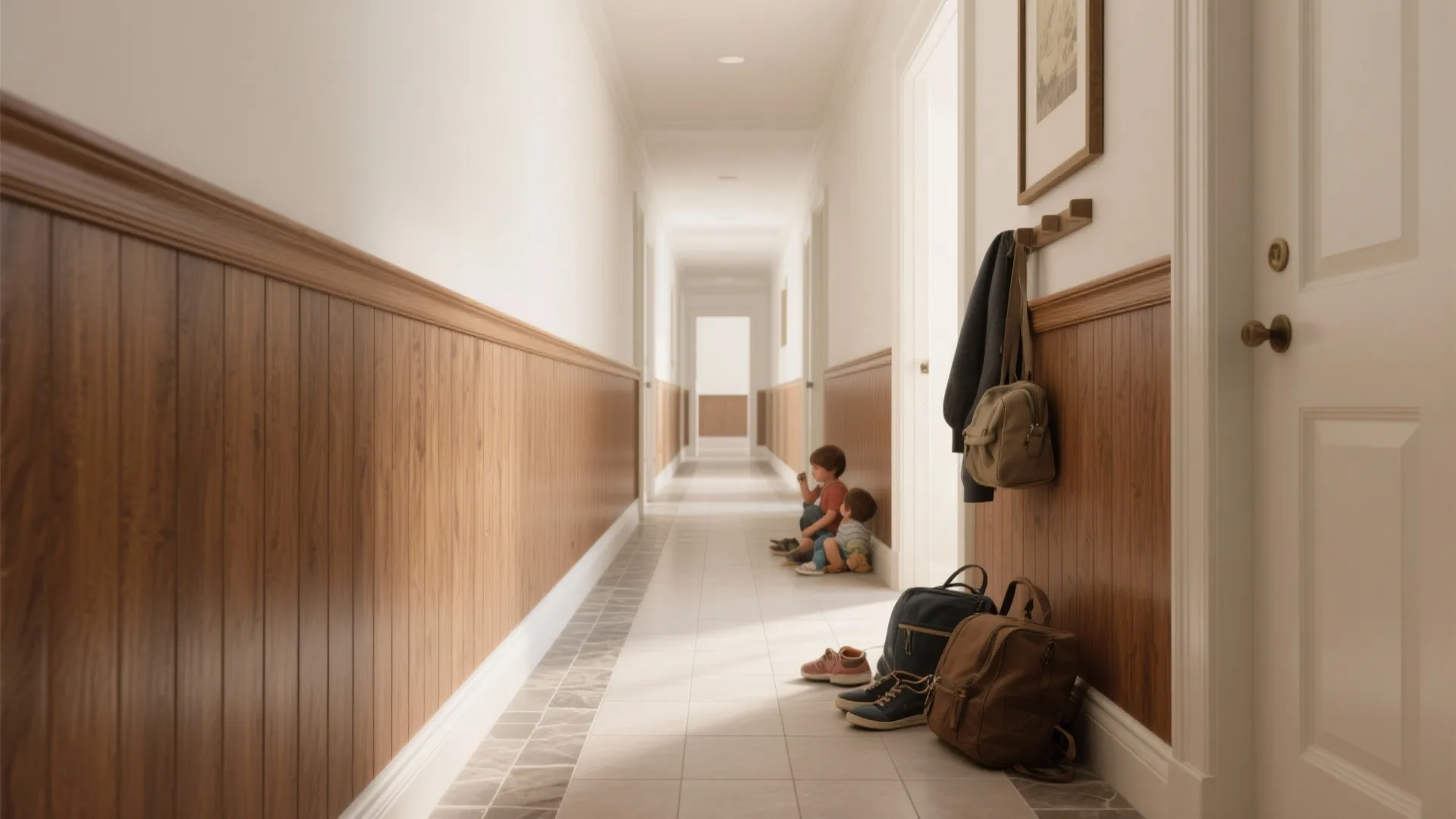 Wood-Look Tile Wainscoting for Warmth and Durability