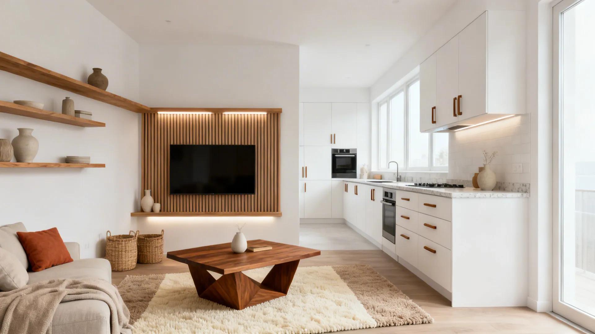 Wood Accents to Warm the White Box